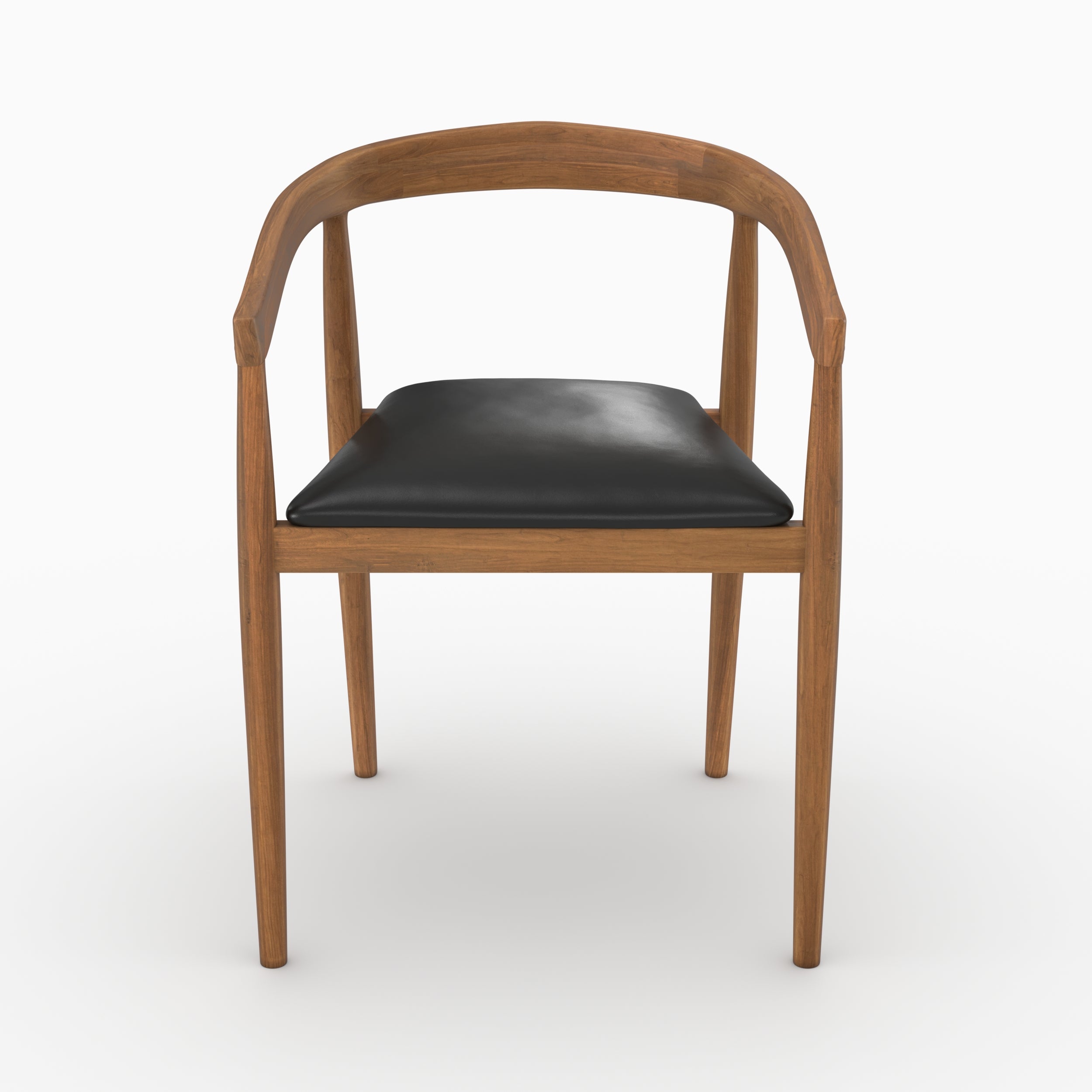 Duo chaises teck Bali assise cuir noir