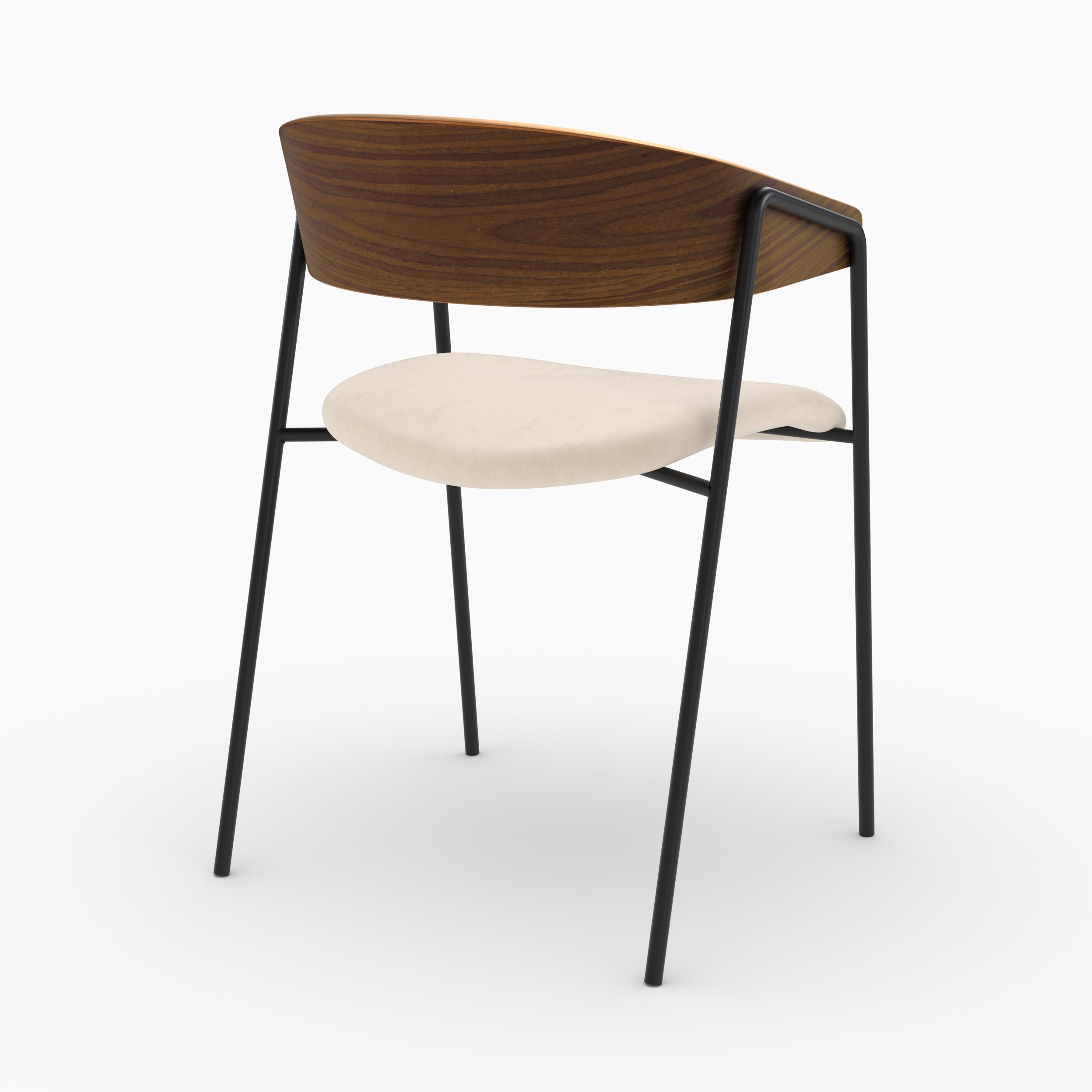 Duo chaises velours blanc cassé Esmée bois noyer