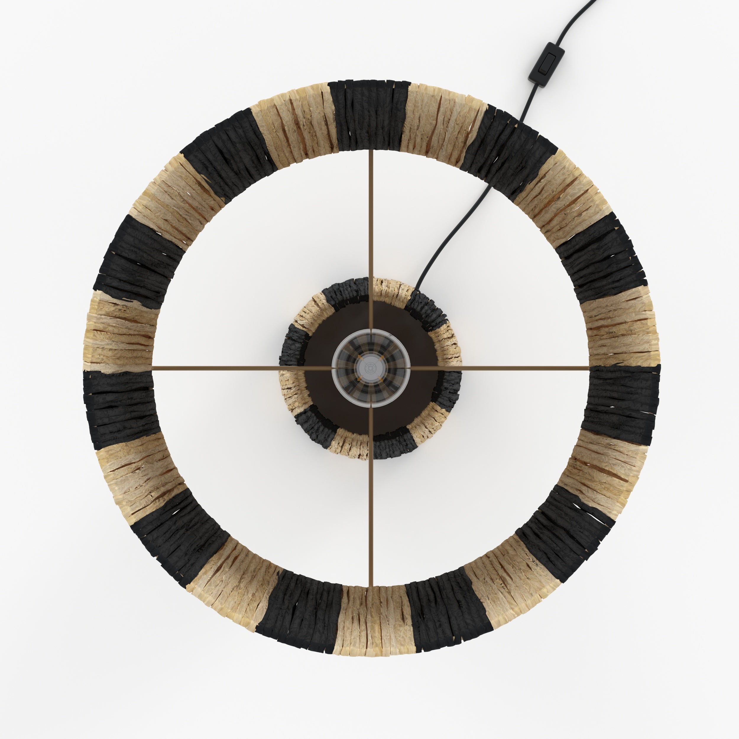 illuminazione bohémien grande lampada rigata nera solea palma