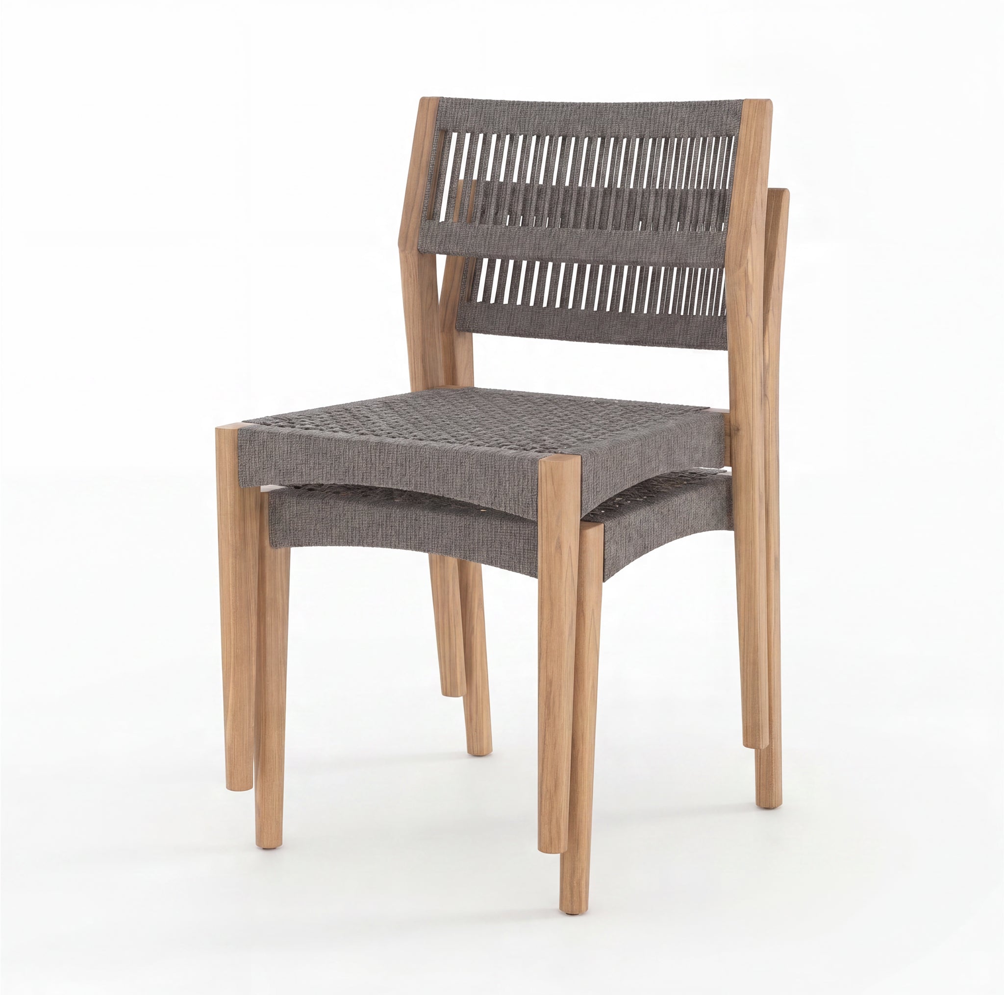 Los 2 Gartenstühle Nusa aus recyceltem Teakholz und Schnurgeflecht