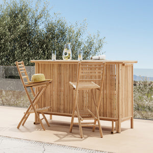 ensemble bar et chaise de jardin en bambou vadella