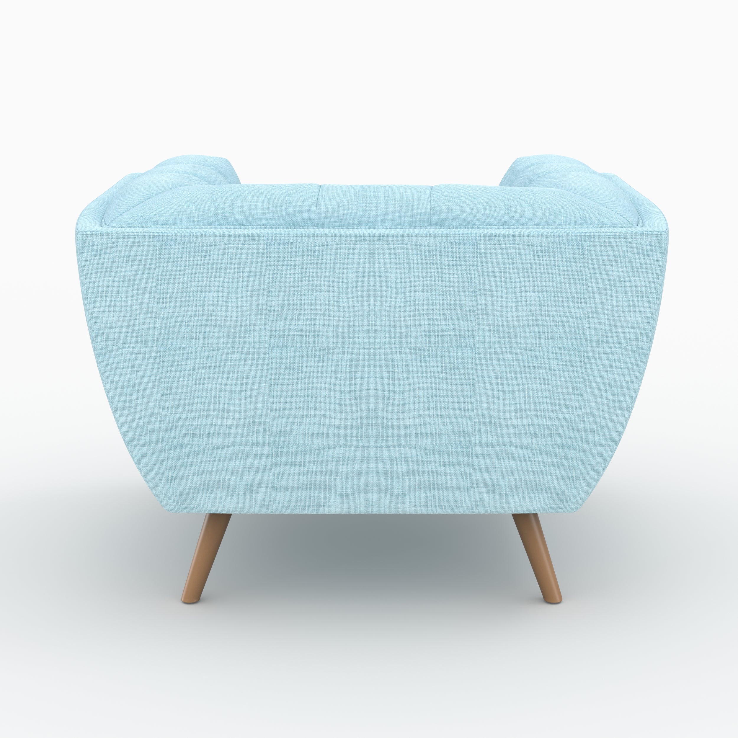 ensemble canape fautueil carmen en tissu bleu clair pieds bois 4 places