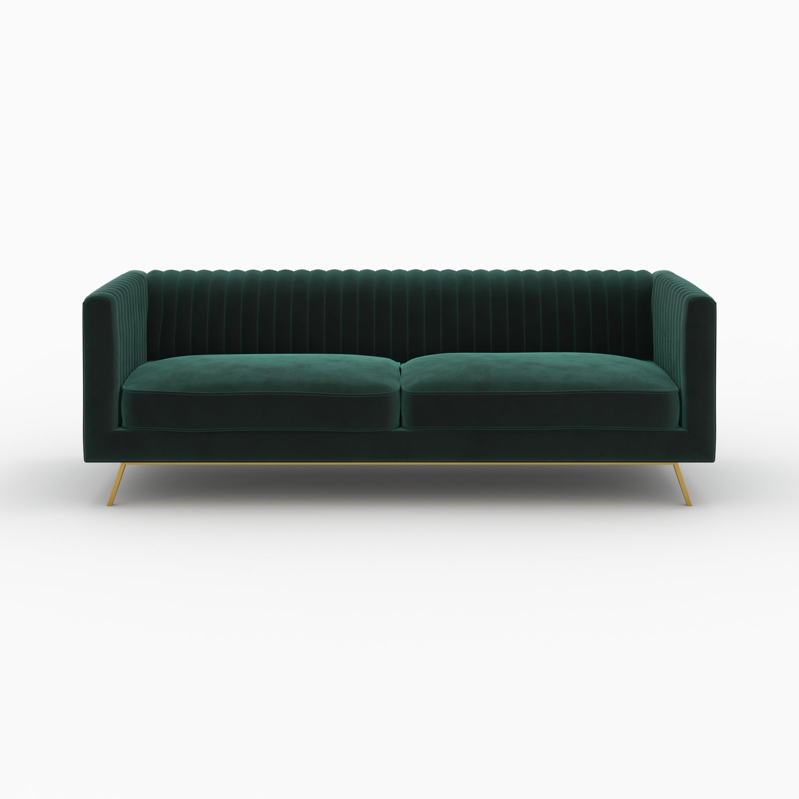 ensemble canape gatsby velours vert sapin pieds dores