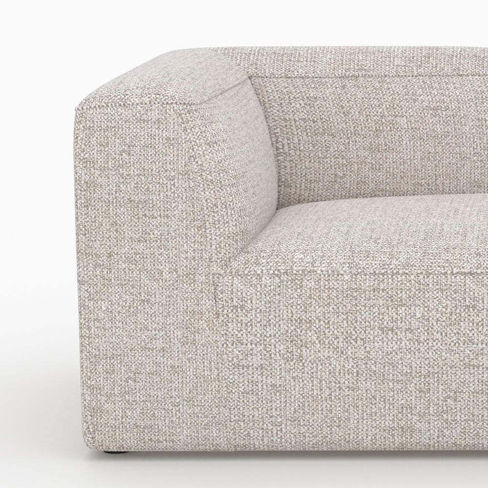 Ensemble canapé Hestia 4 places 2 poufs angle droit beige tissu
