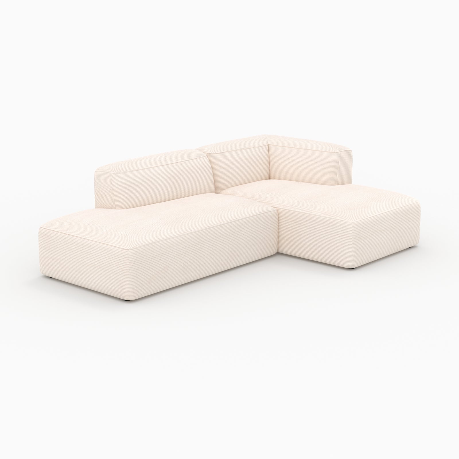 Ensemble canapé Mina angle droit modulable velours côtelé blanc
