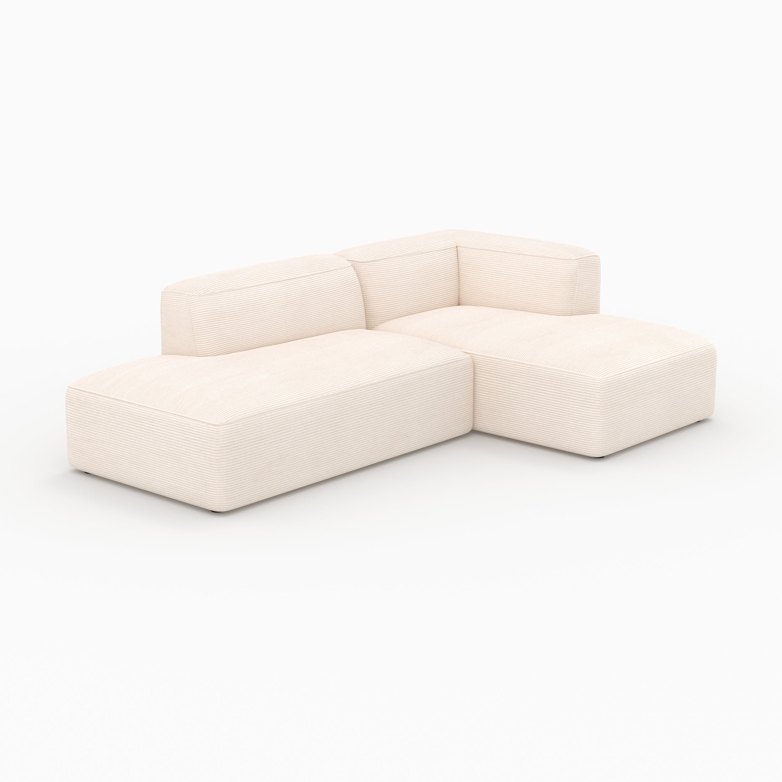 Ensemble canapé Mina angle droit modulable velours côtelé blanc