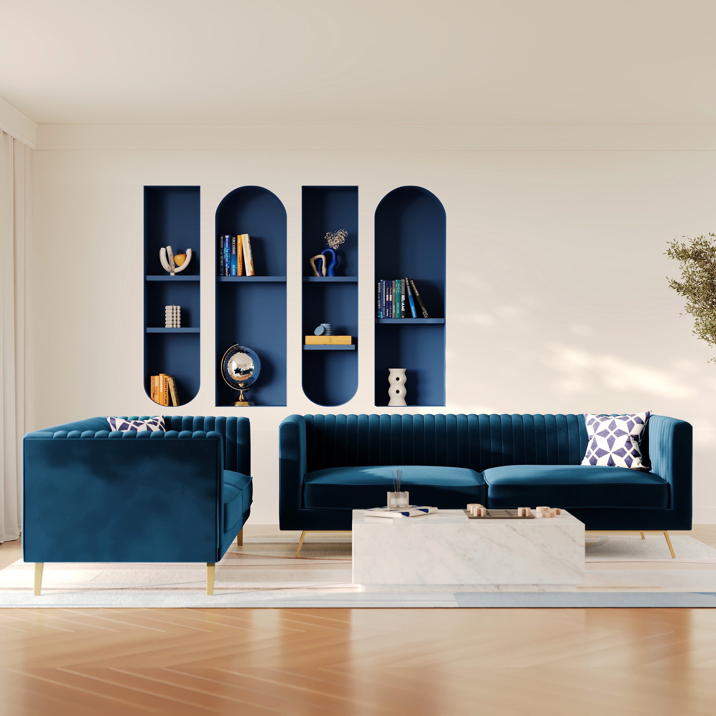 Ensemble canapé velours bleu gatsby