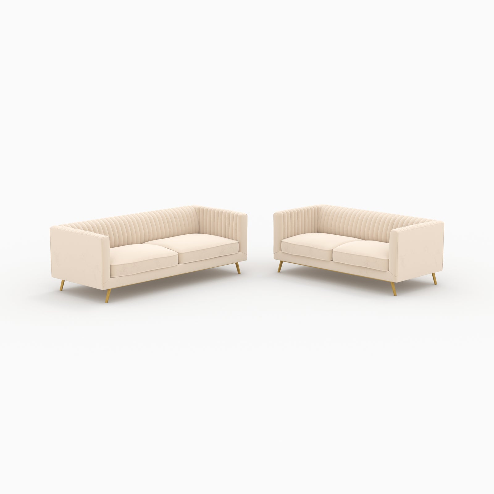 ensemble canapes en velours beige 5 places gatsby