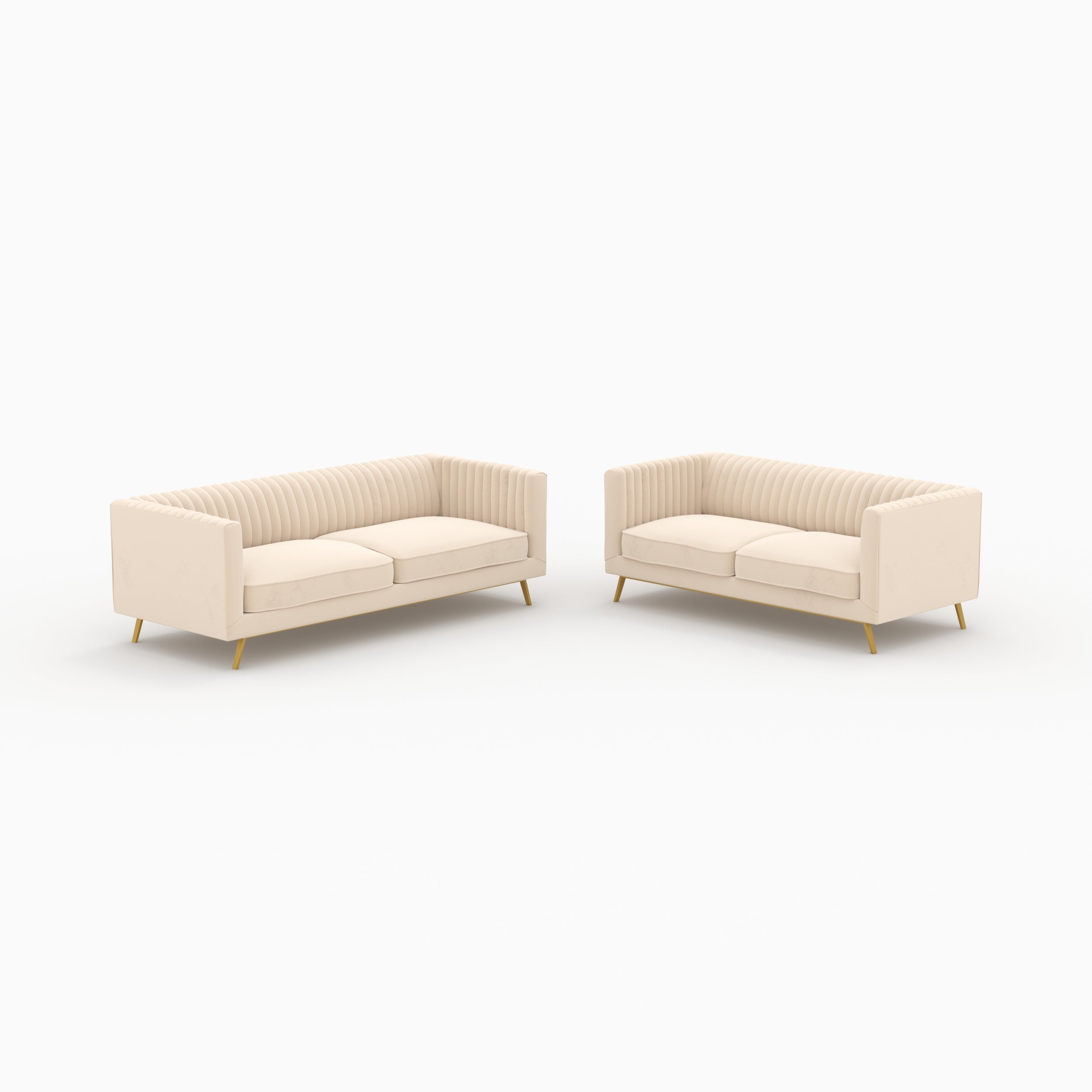 ensemble canapes en velours beige 5 places gatsby