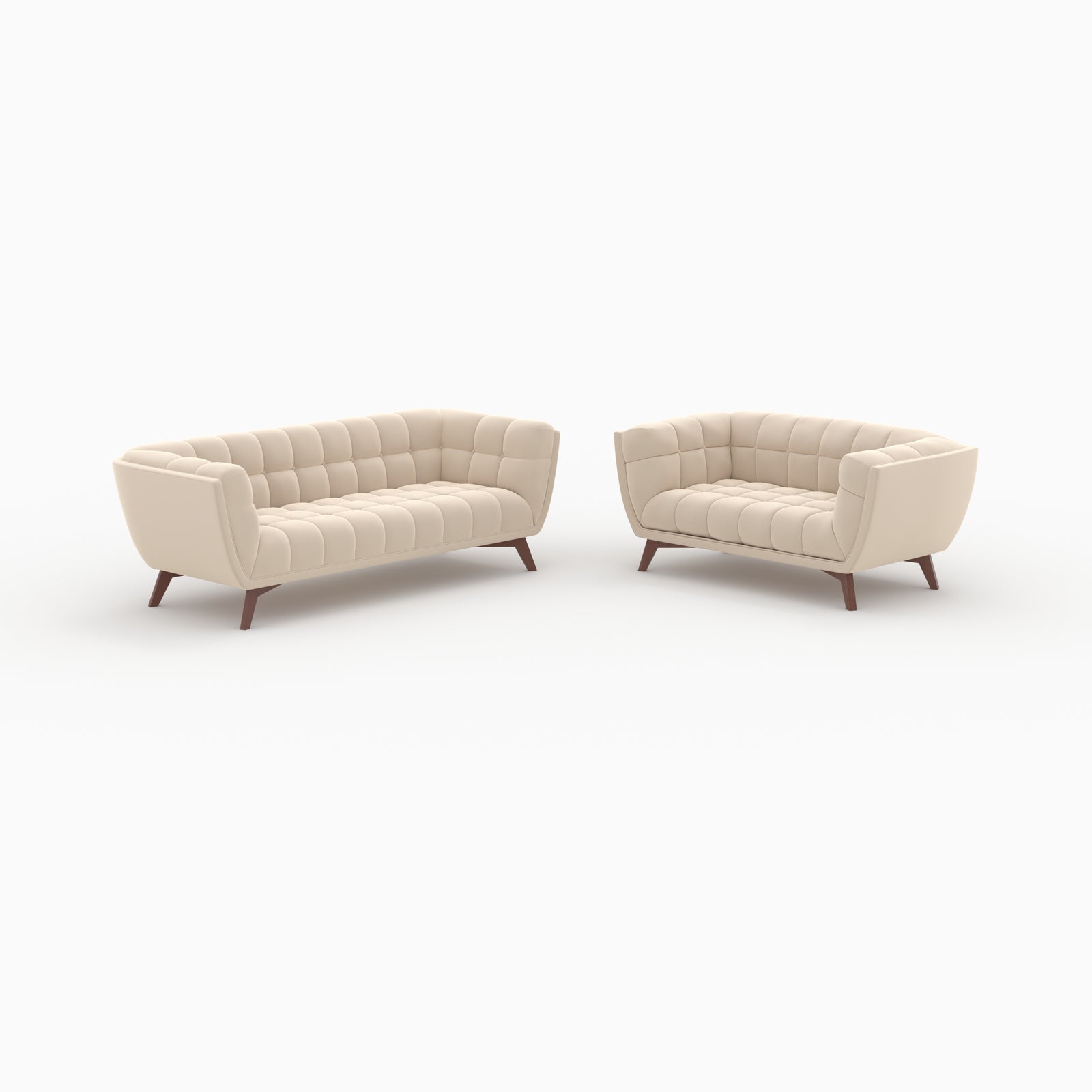 ensemble canapes en velours beige 5 places mona