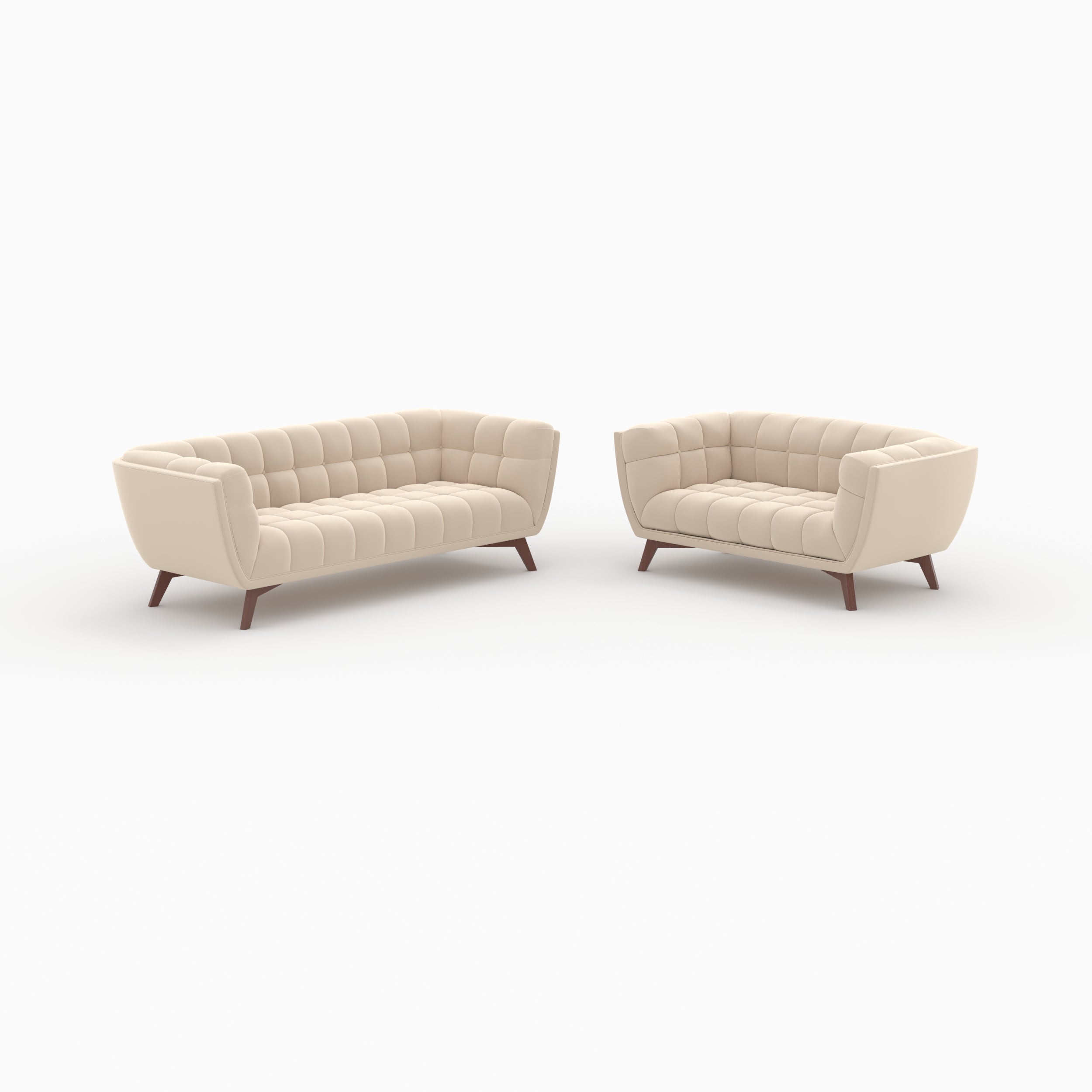 ensemble canapes en velours beige 5 places mona