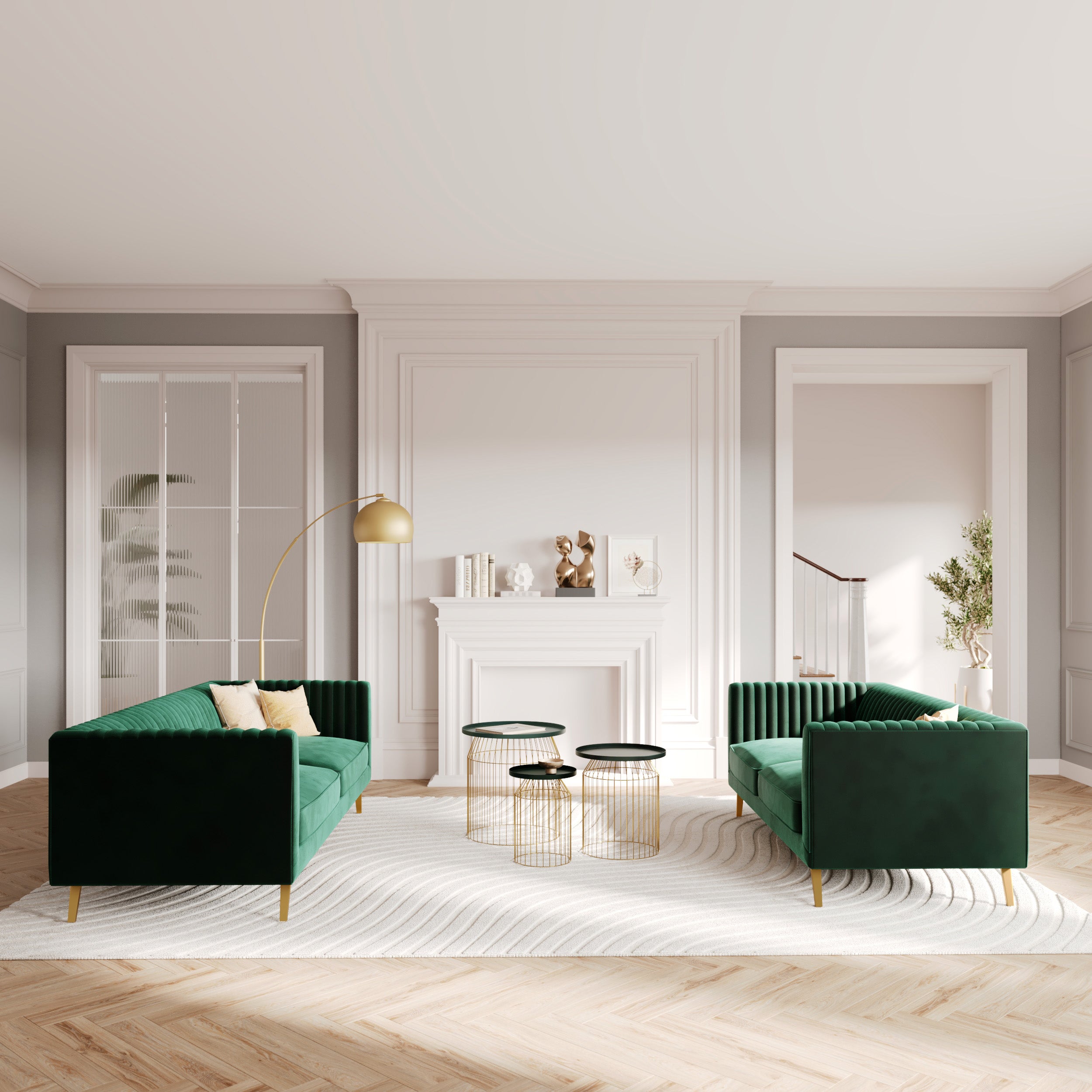 ensemble canapes gatsby en velours vert 5 personnes