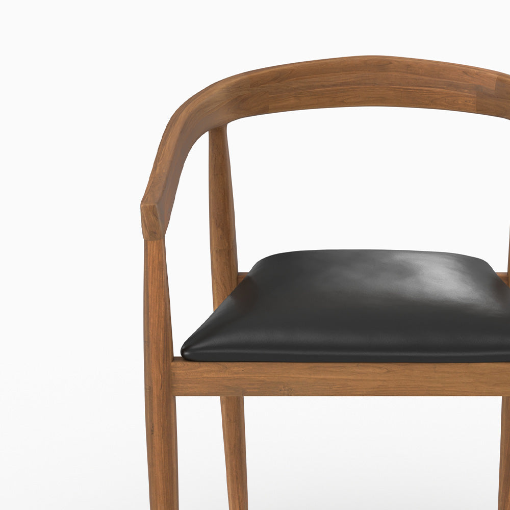 Ensemble chaises Bali teck cuir noir 2pcs