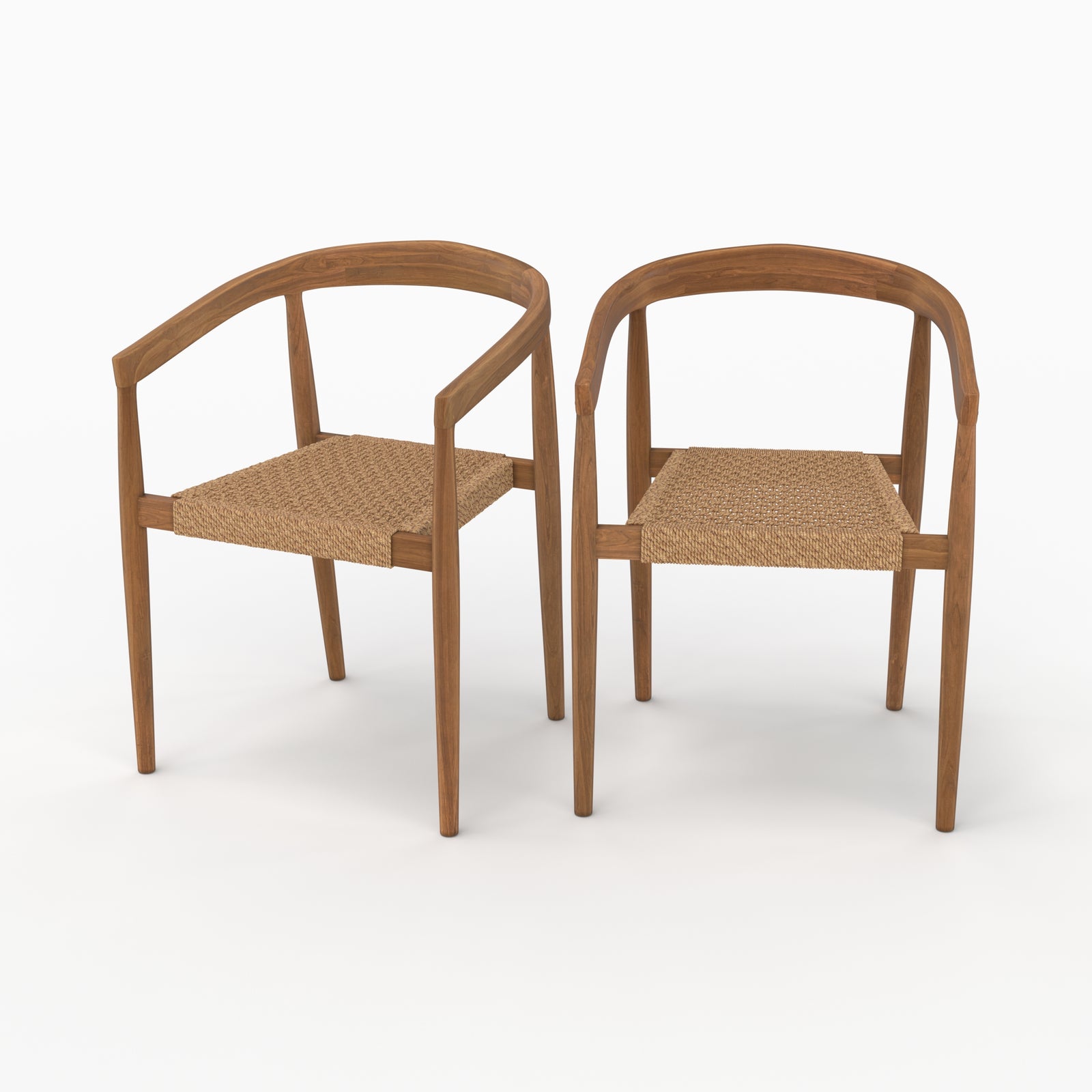 Ensemble chaises Bali teck vernis tressage synthétique