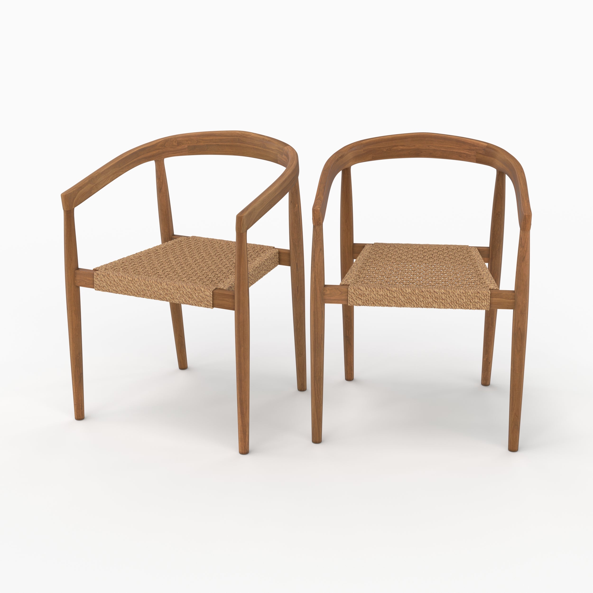 Ensemble chaises Bali teck vernis tressage synthétique