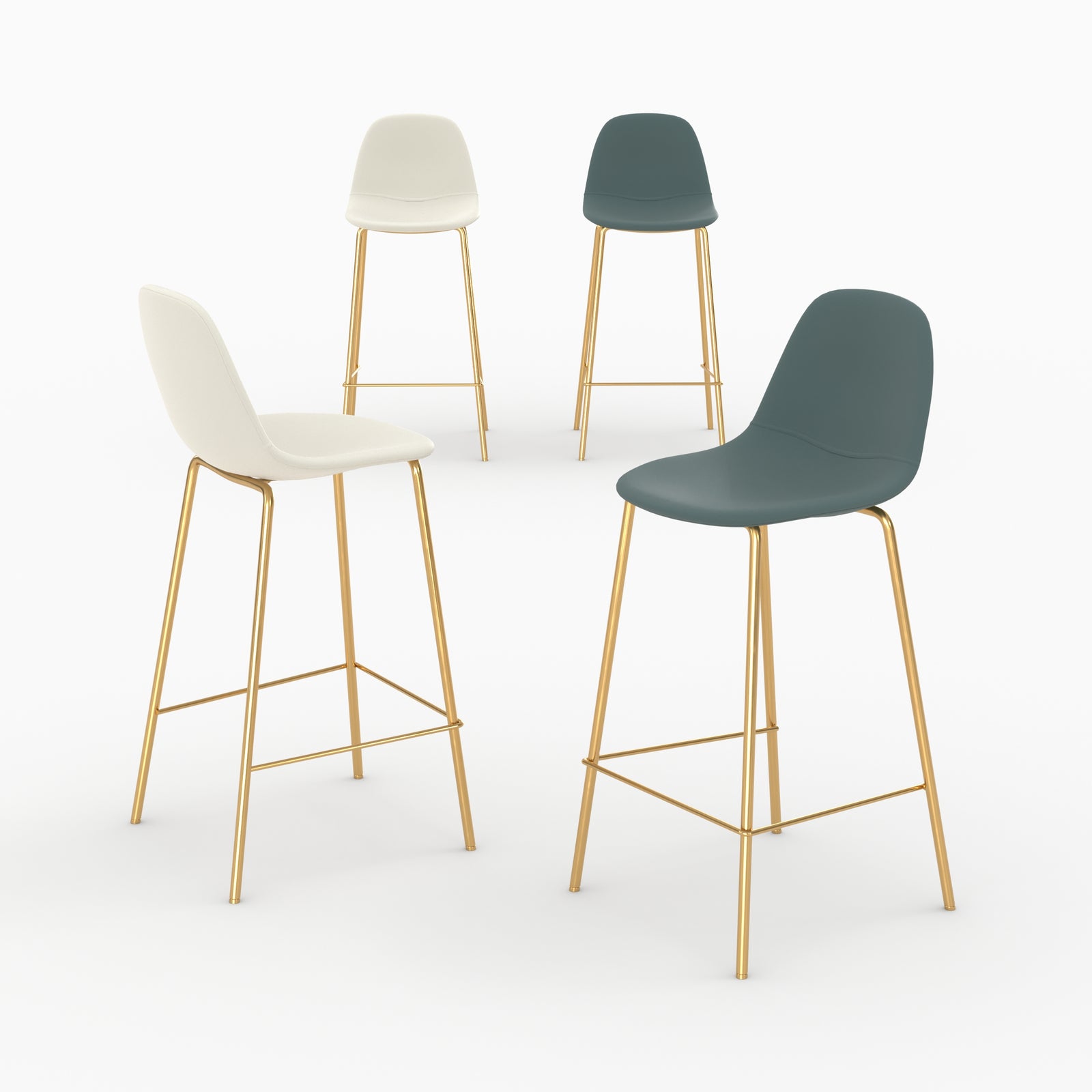 ensemble chaises ilot henrik 4 pieces blanc vert 65cm