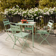 ensemble de jardin 4 personnes metal vert chaise pliante yumi