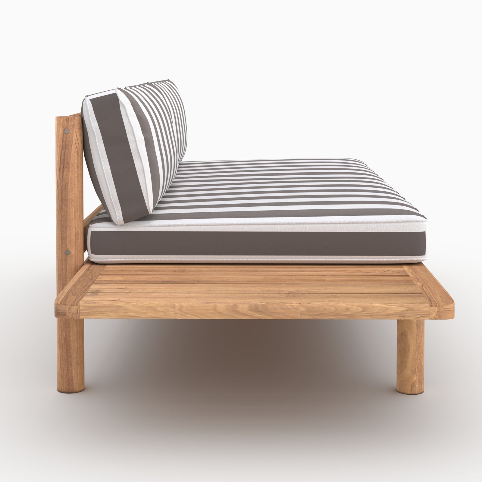 Ensemble jardin Nadila 2 personnes bois teck gris rayés