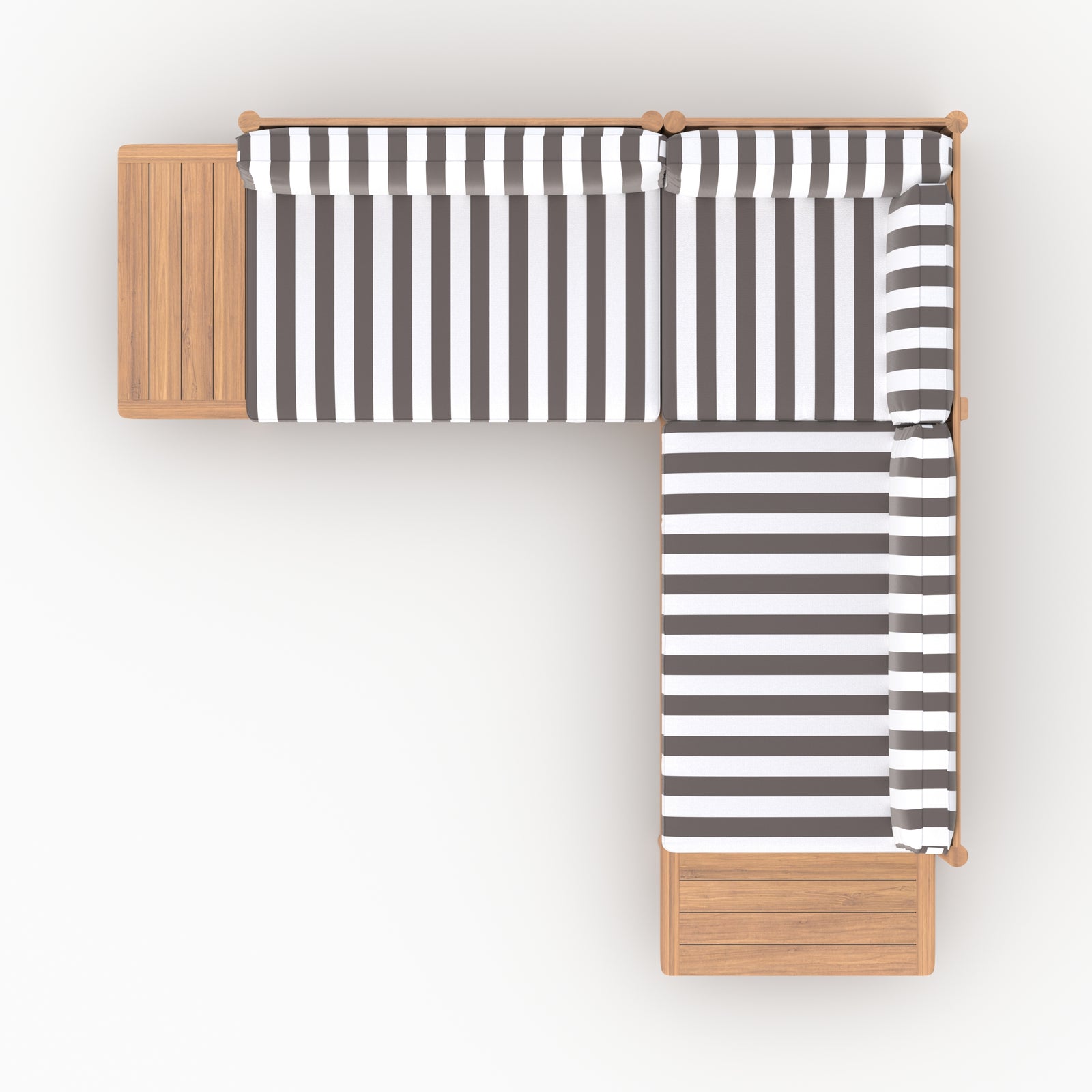 Ensemble jardin Nadila 4 personnes bois teck gris rayés