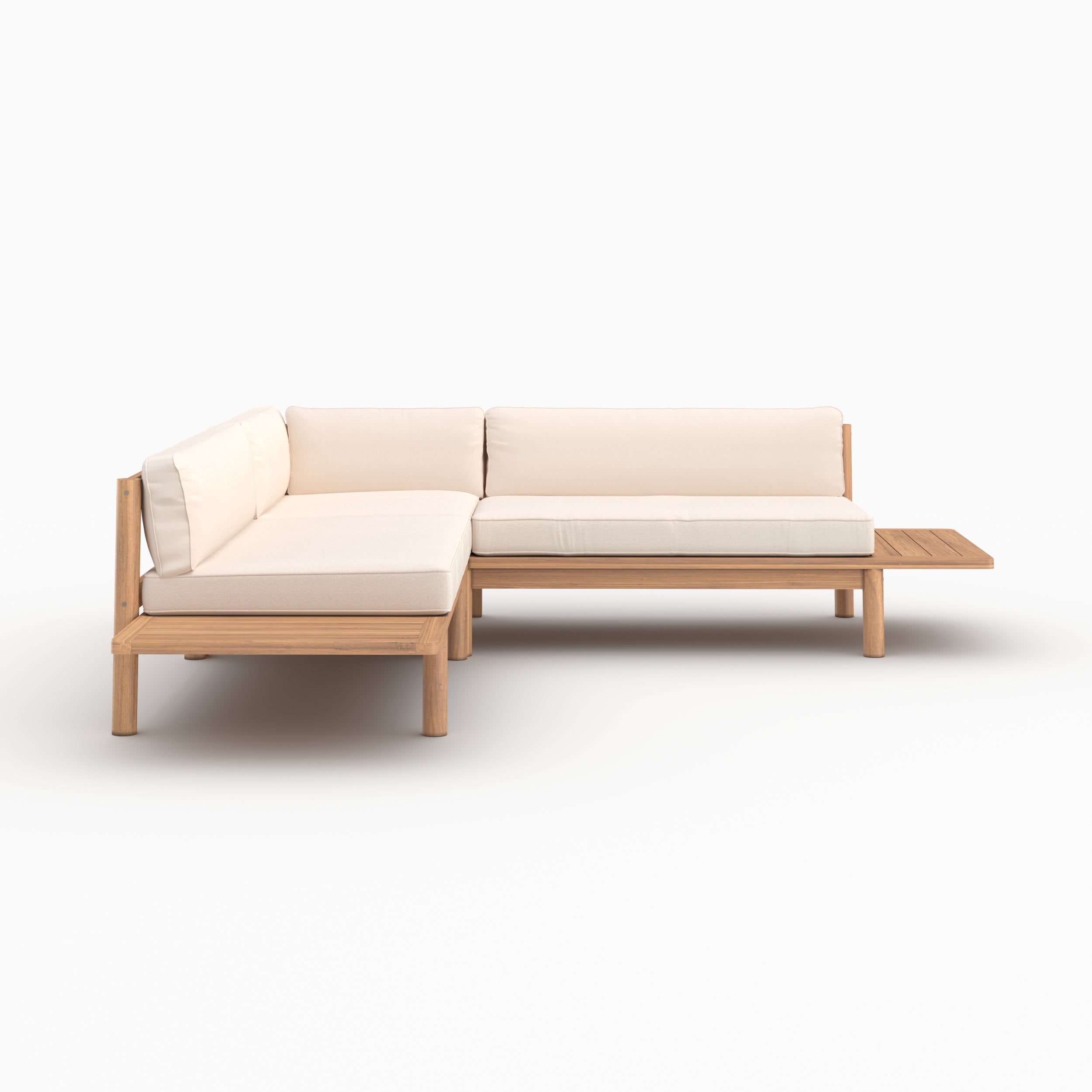 Ensemble jardin Nadila angle canapé 4 places coussins blancs