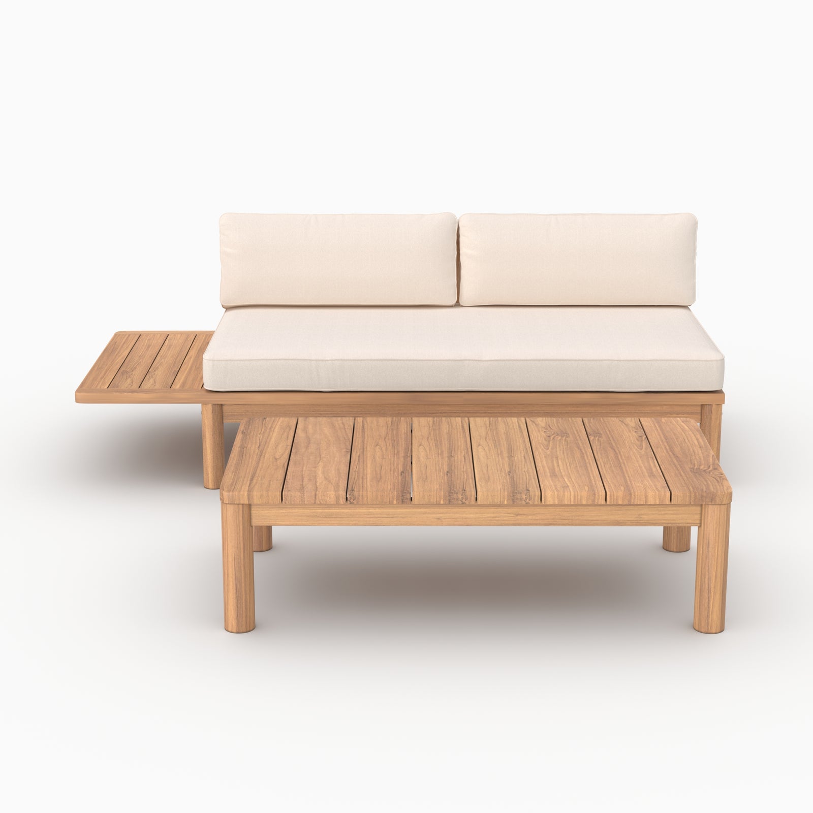 Ensemble salon jardin Nadila 2 personnes teck blanc