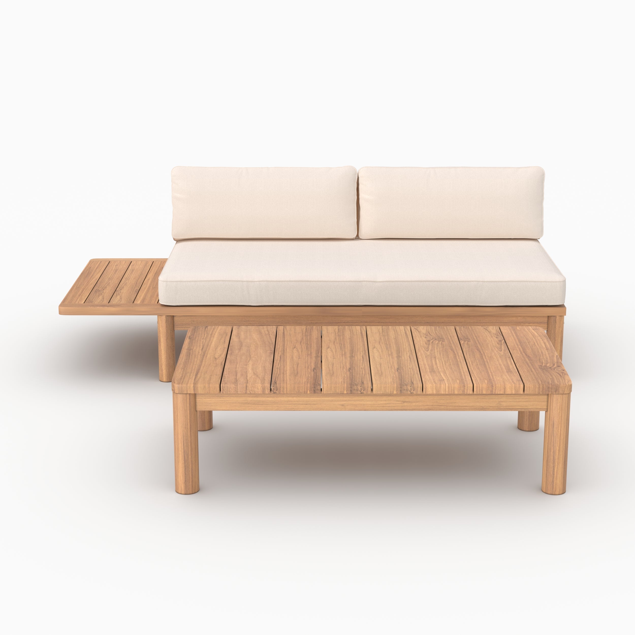 Ensemble salon jardin Nadila 2 personnes teck blanc
