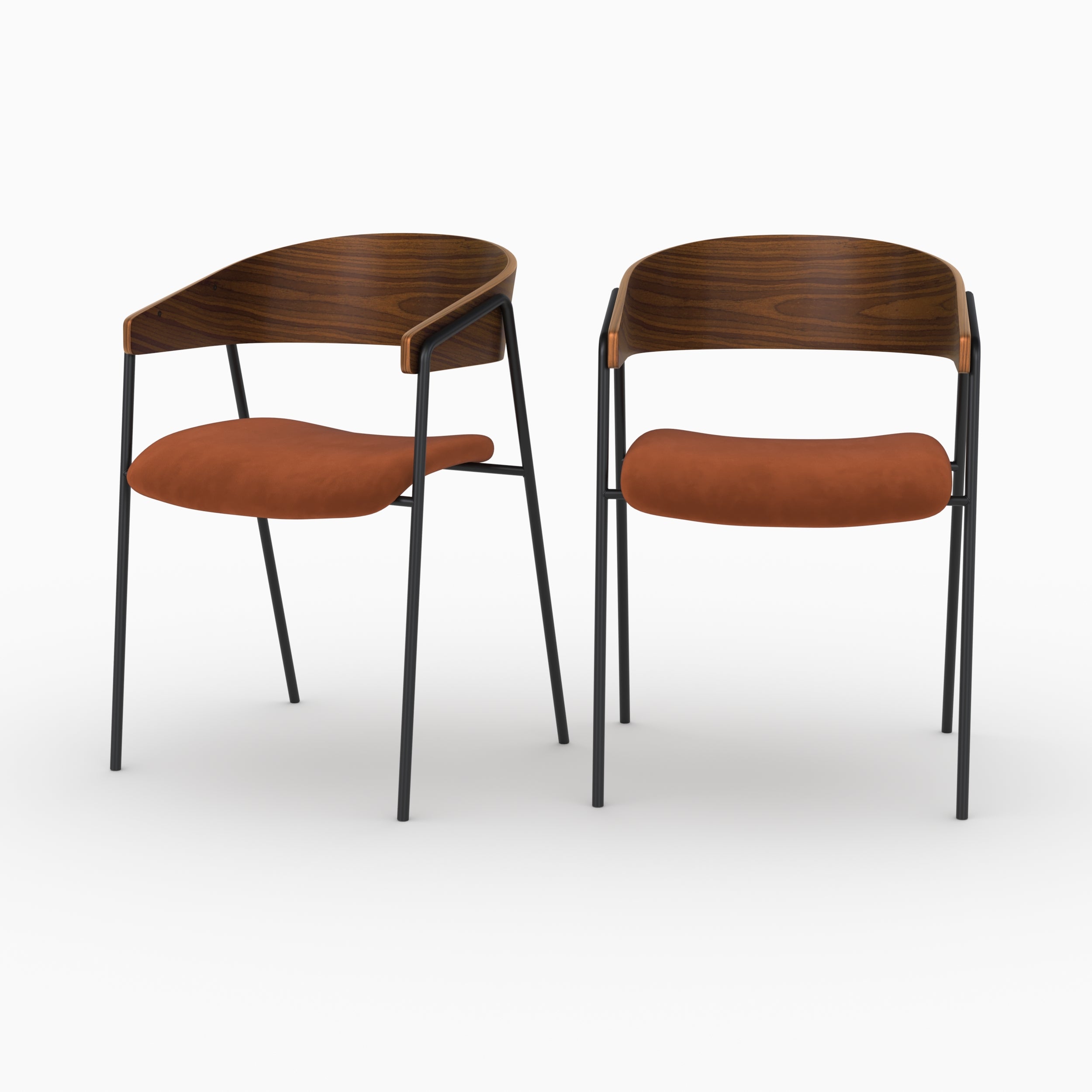 Esmée chaises terracotta noyer lot2