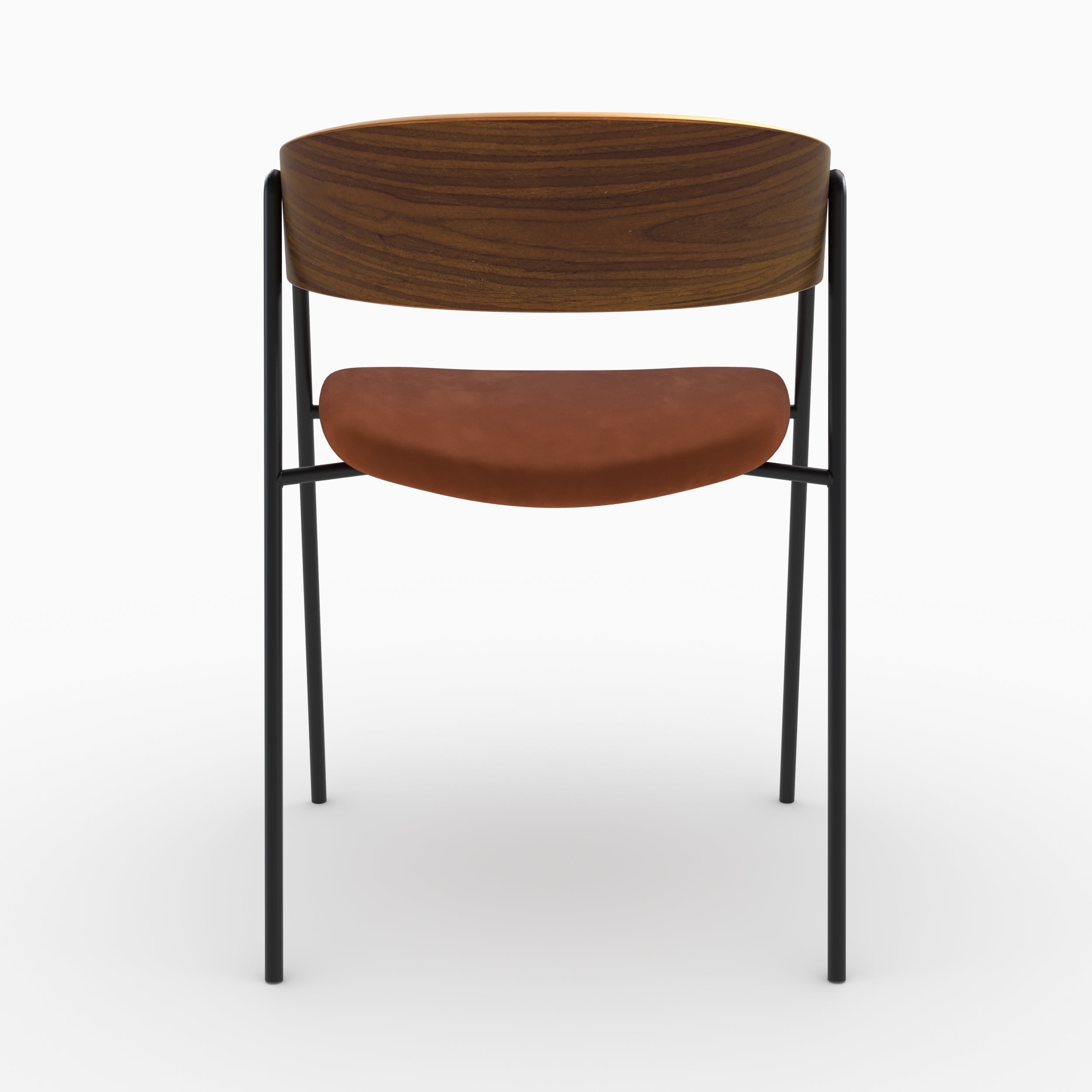 Esmée lot2 chaises velours terracotta noyer