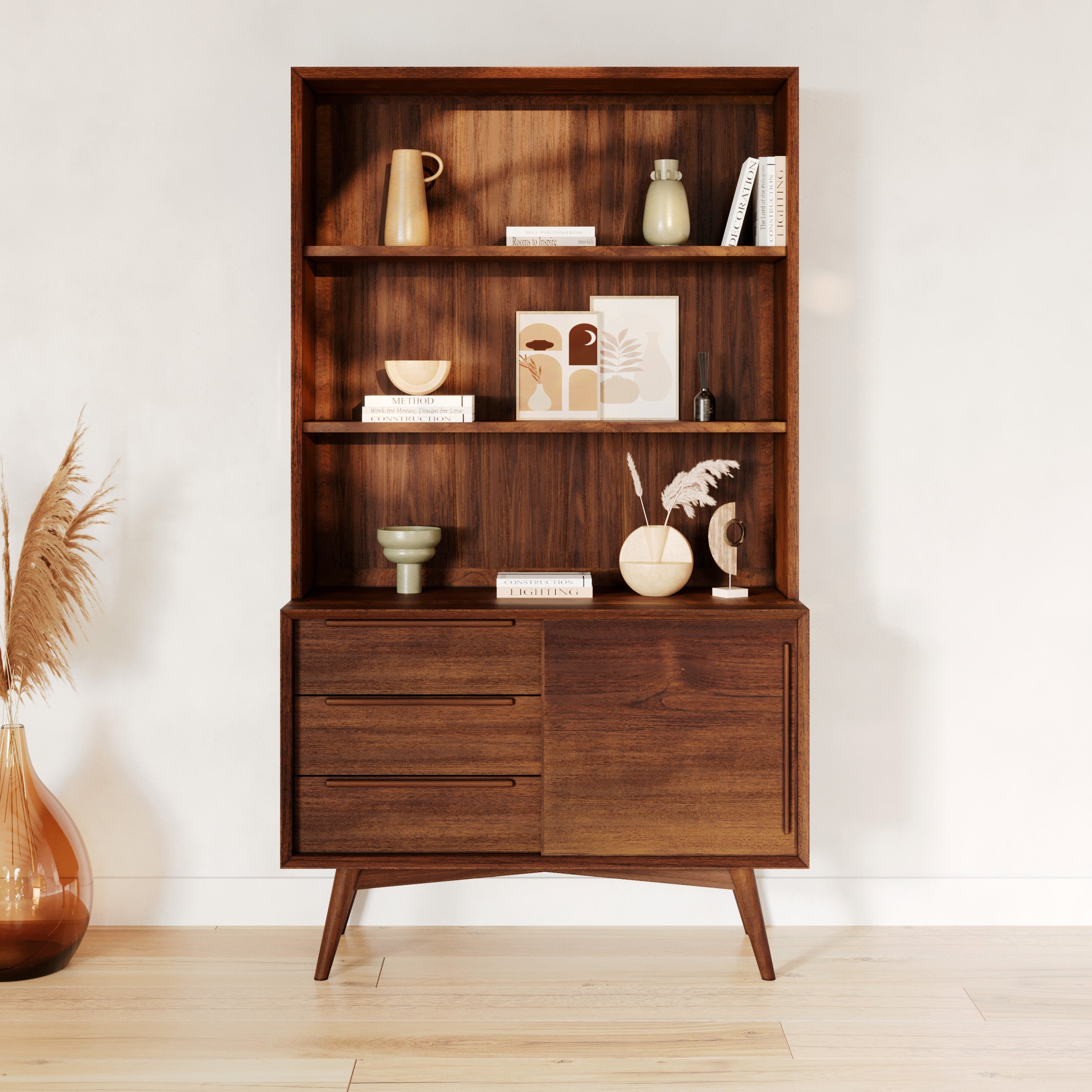 Étagère en bois de teck avec rangement Waya