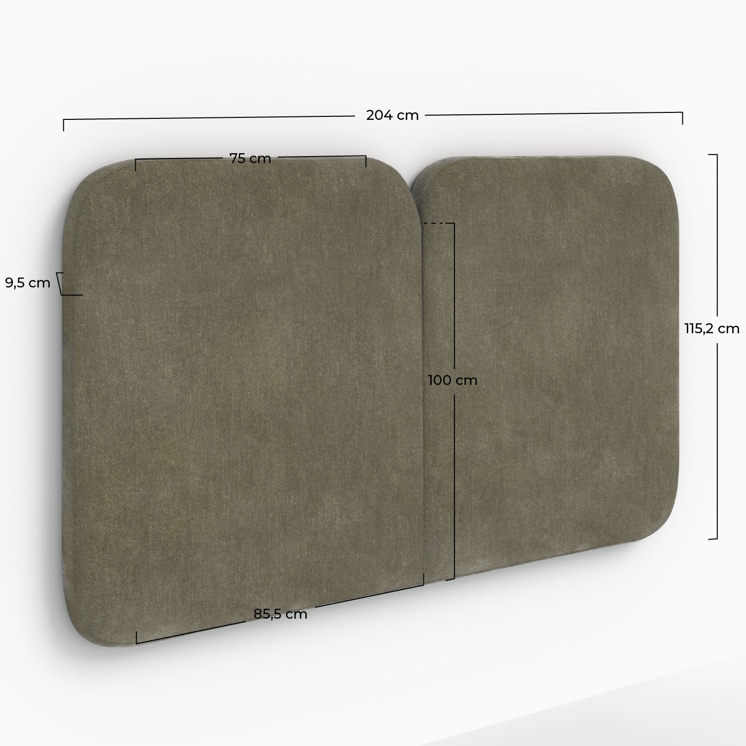 Etna tissu vert olive tête de lit 160cm