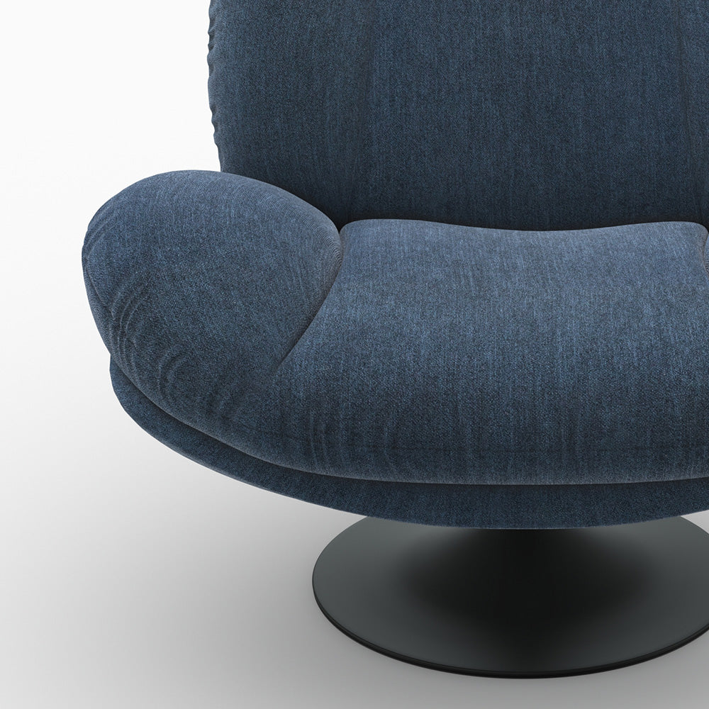 Fauteuil bleu foncé effet velours Ricci pivotant