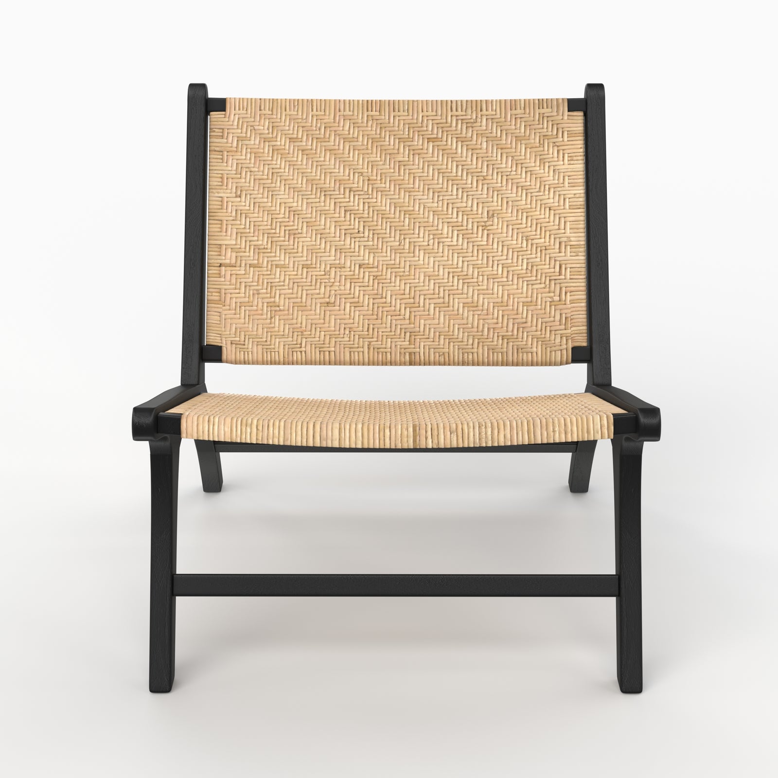 Fauteuil bois teck noir Kilka rotin chevron