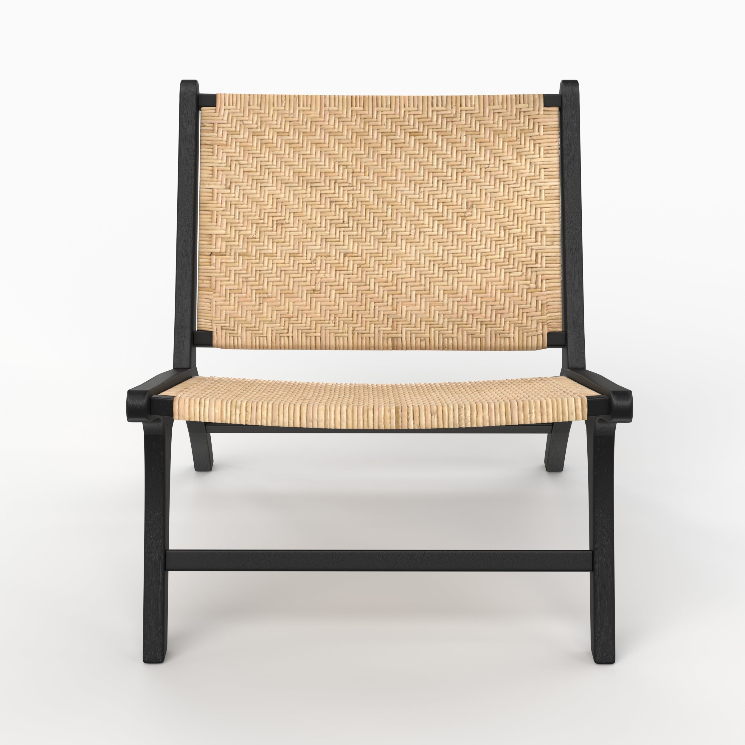 Fauteuil bois teck noir Kilka rotin chevron
