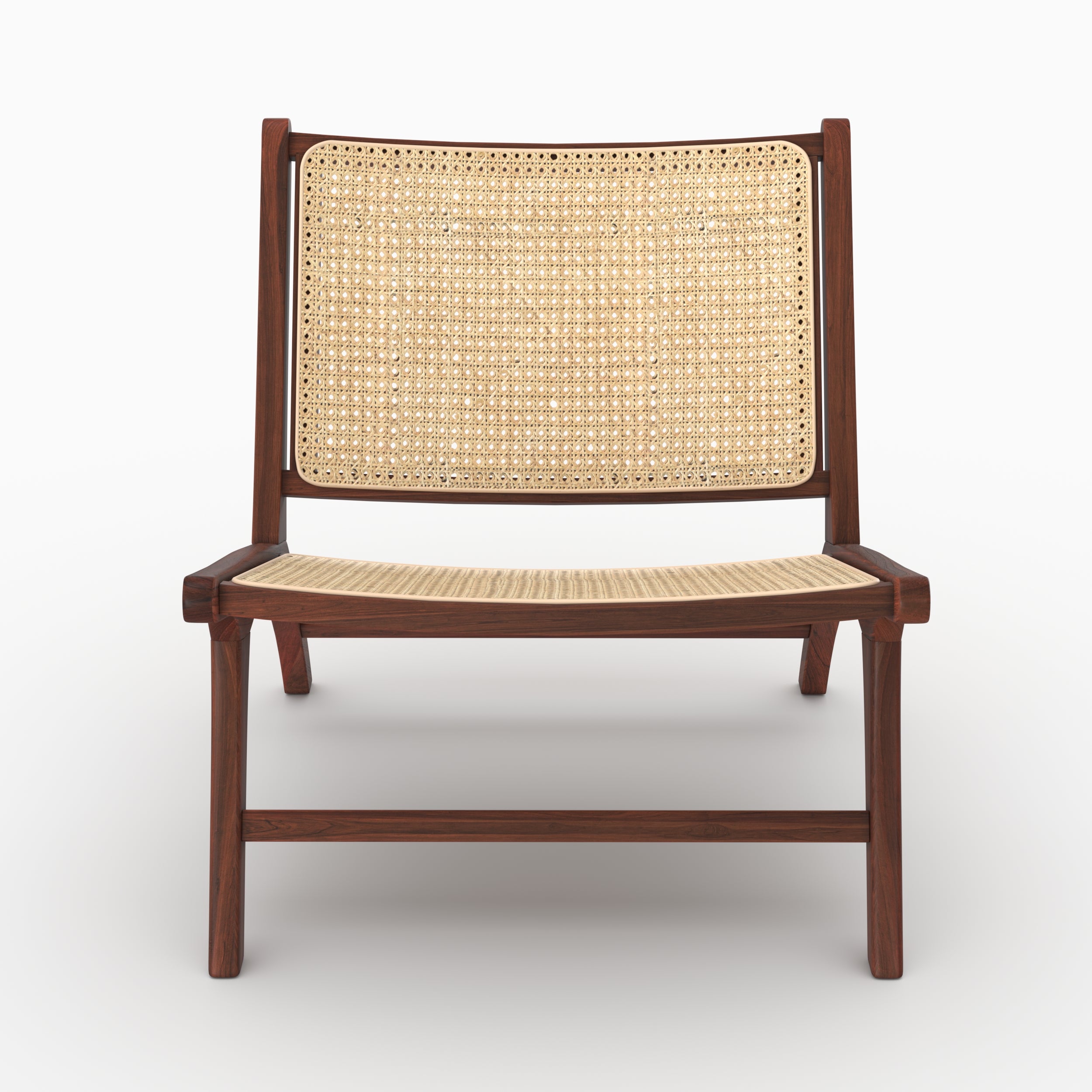 Fauteuil bois teck noyer Kilka cannage rotin