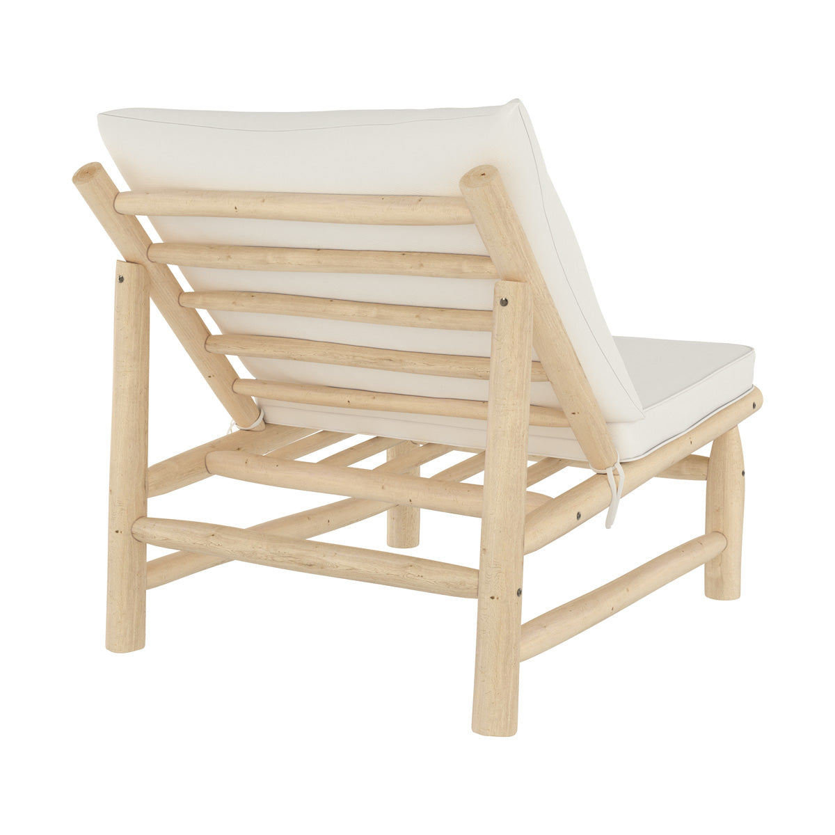 poltrona da giardino in teak con cuscini bianchi makam