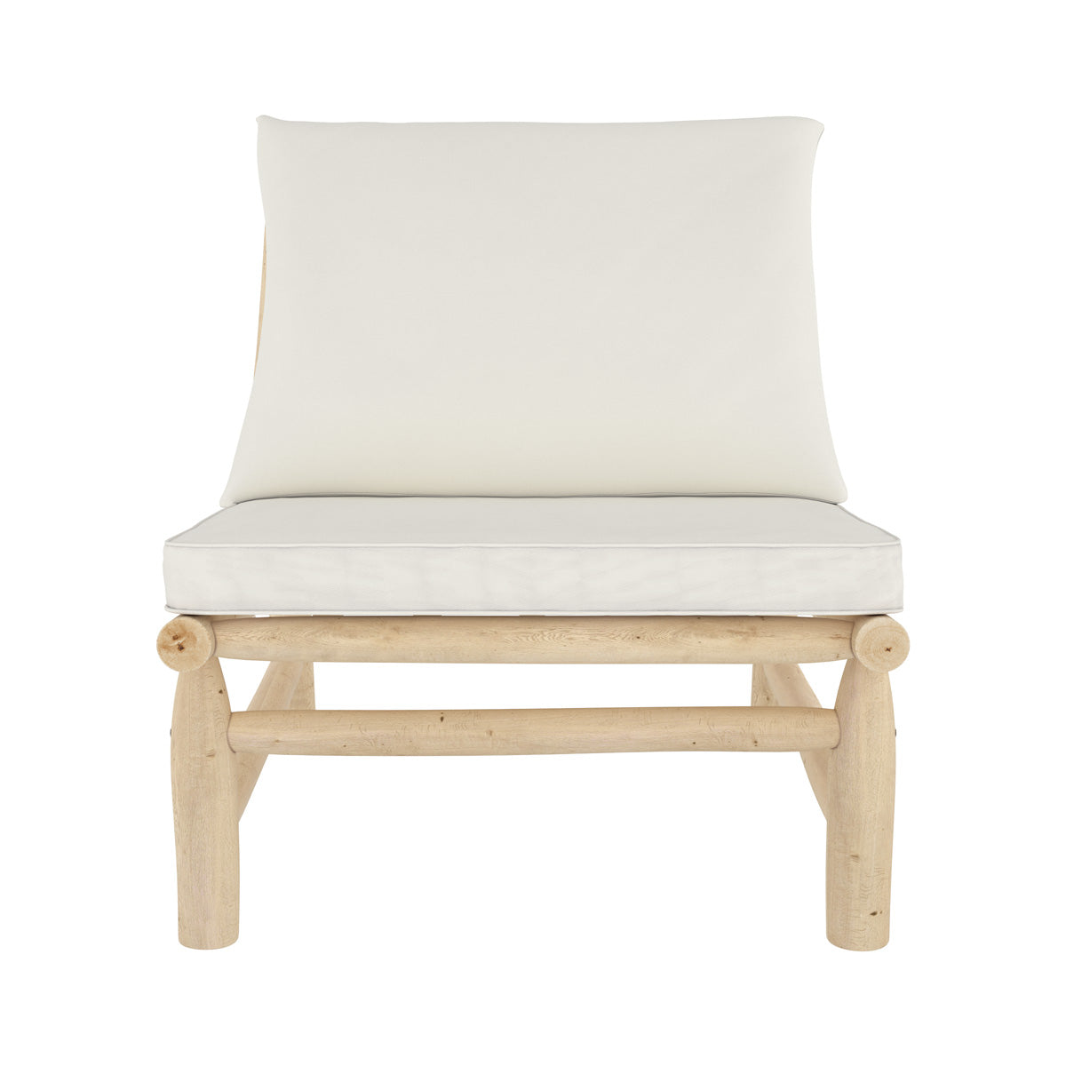 poltrona da giardino makam in teak con cuscini bianchi
