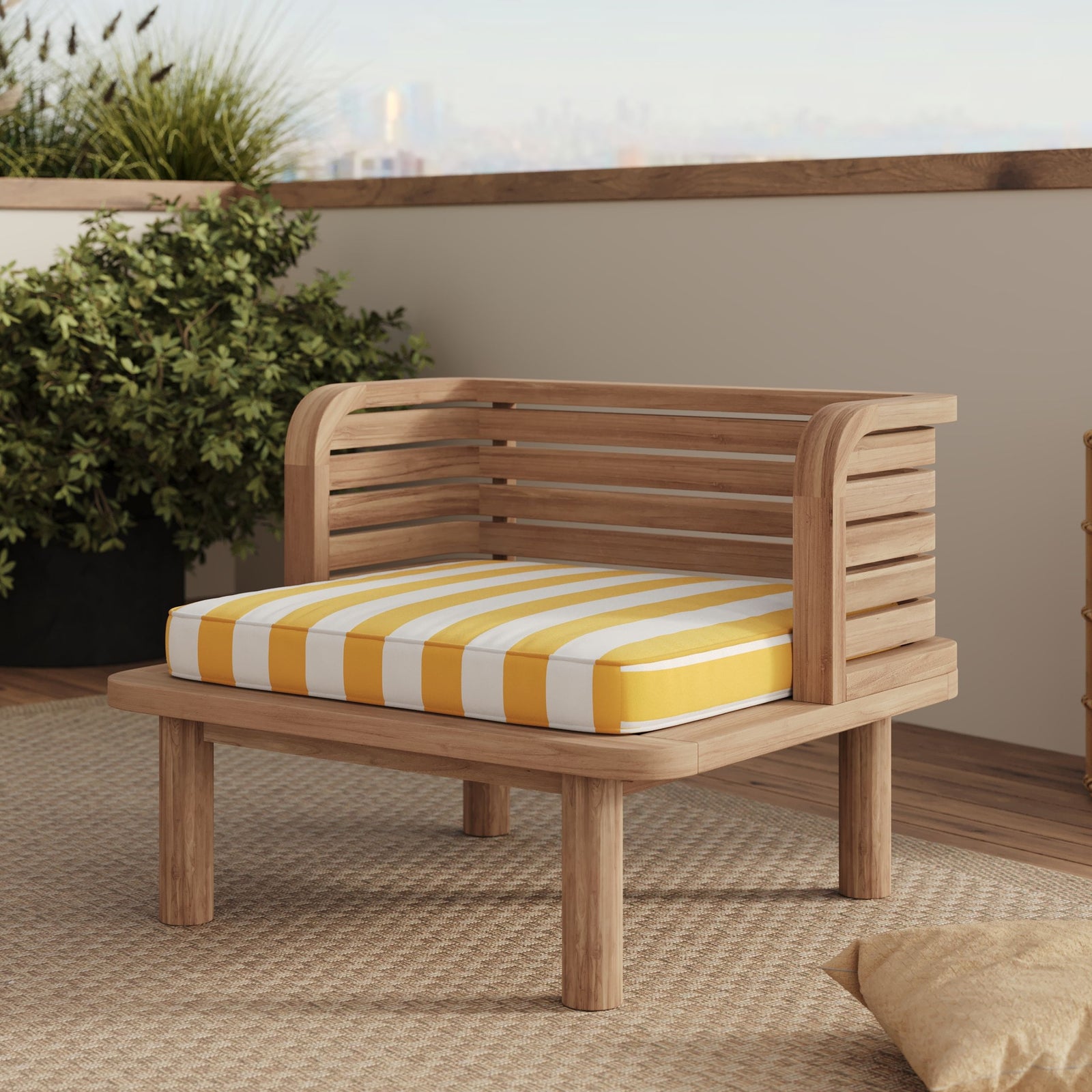 Fauteuil de jardin rayé jaune Kilda