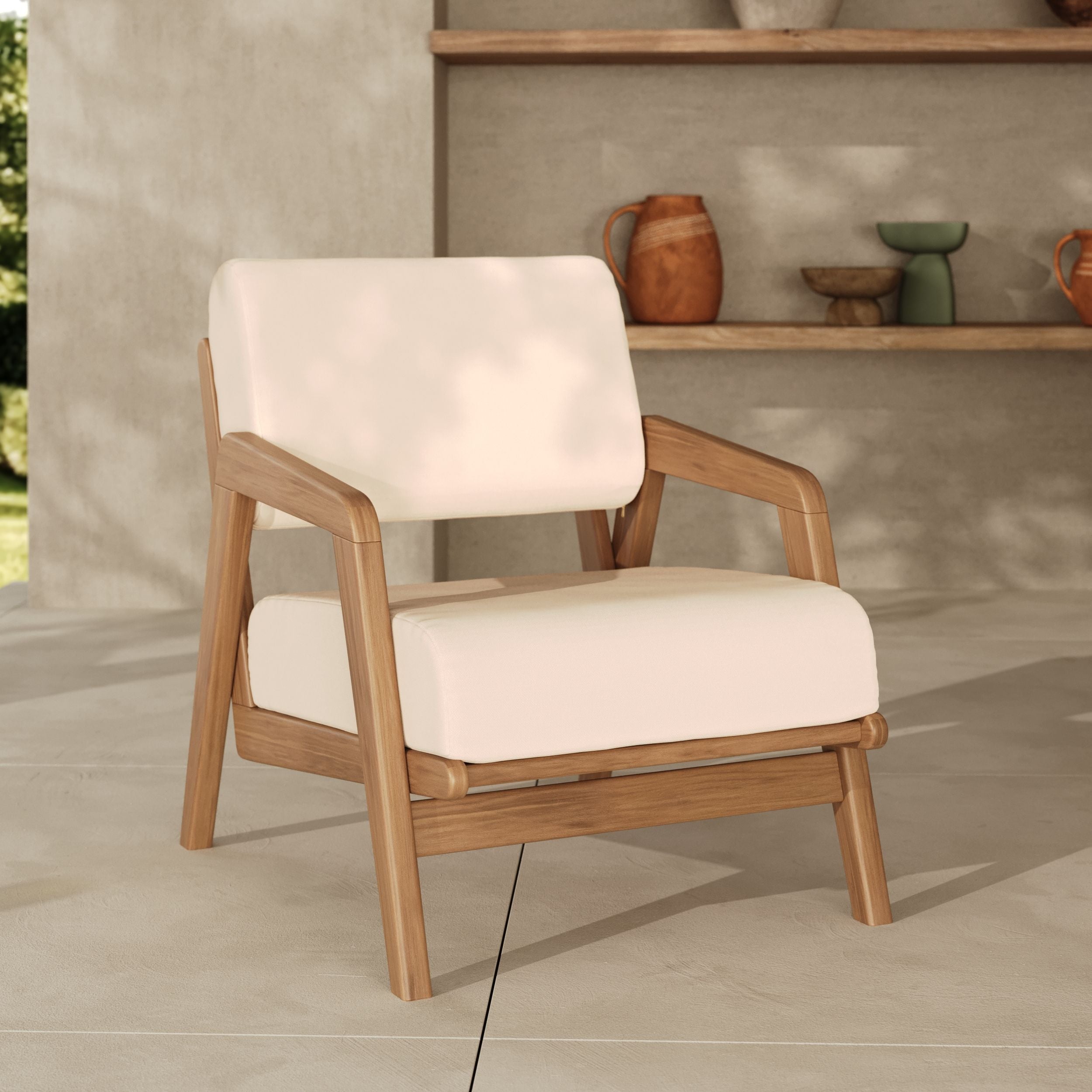 Fauteuil de jardin Siargao bois acacia beige clair