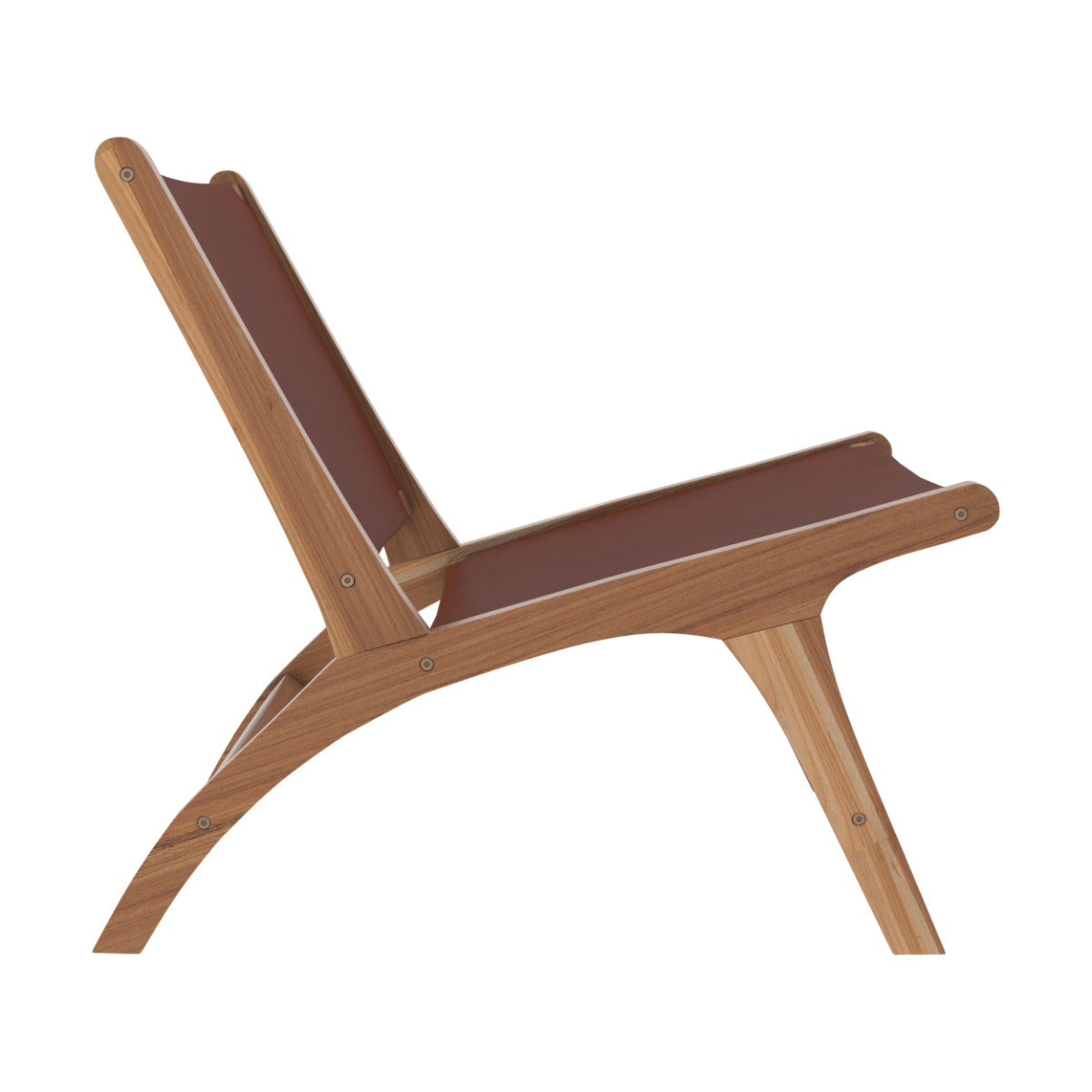 poltrona in legno di teak e cuoio liscio kuna