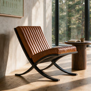 Fauteuil Gustave en cuir de buffle marron