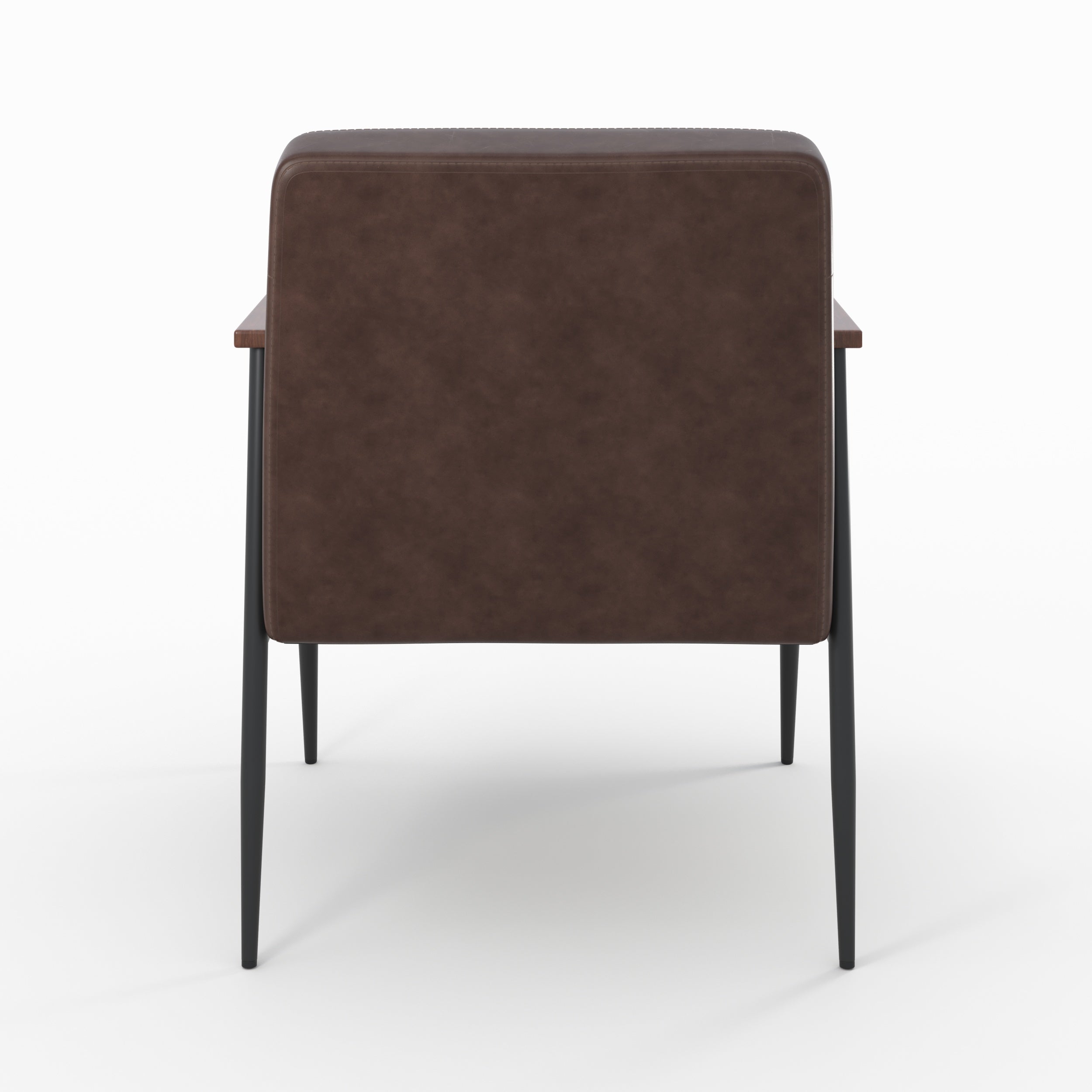 fauteuil en cuir marron pieds en metal noir hugues