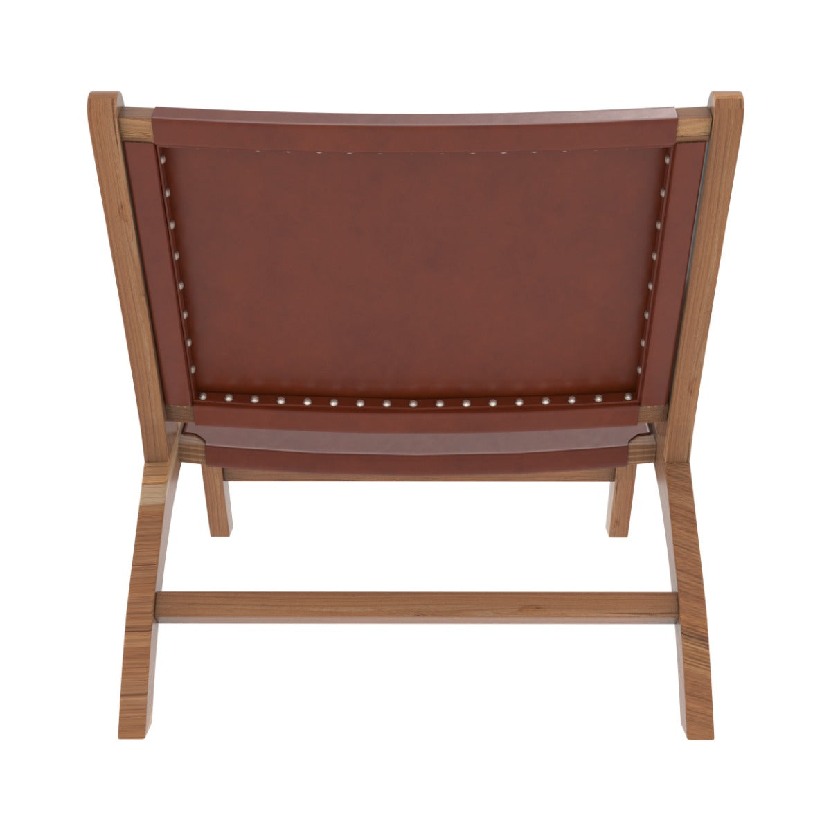 poltrona in teak e cuoio marrone kuna