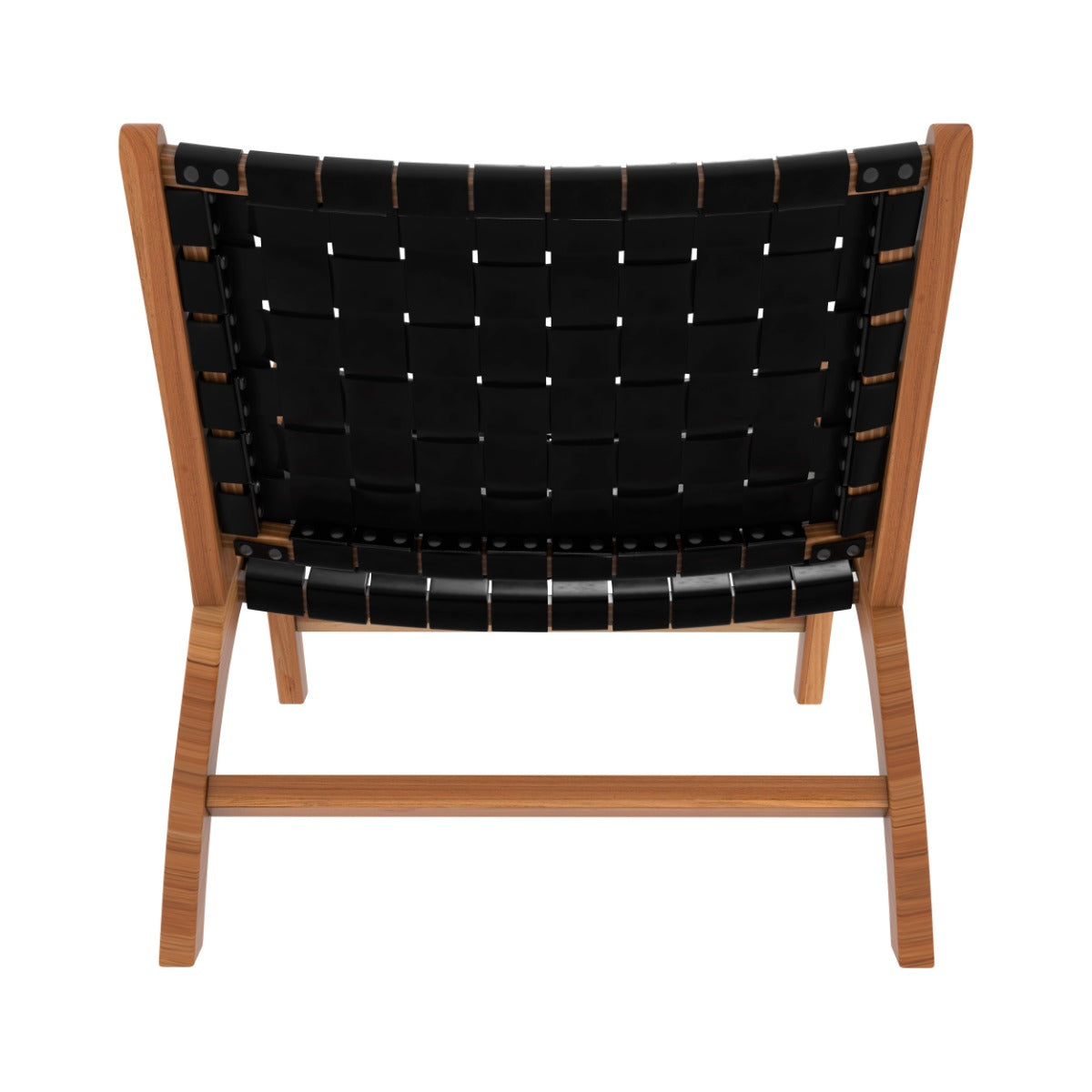 poltrona in teak e pelle intrecciata kuna