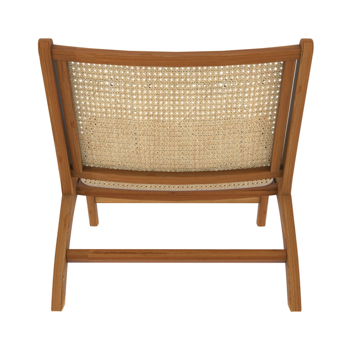 poltrona in teak e intreccio in canna di rattan kilka