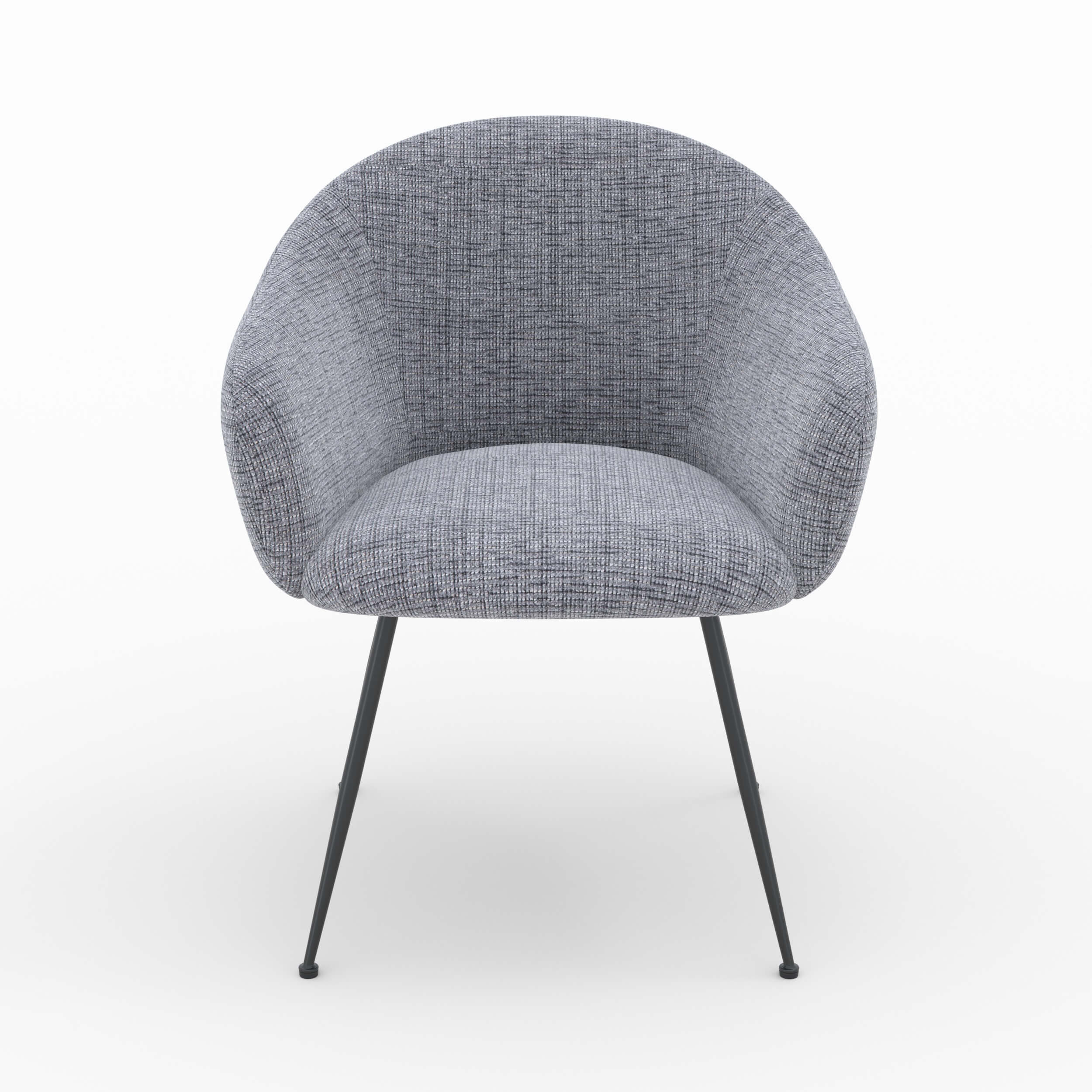 poltrona in tessuto grigio cinese con gambe nere sottili socky braccioli