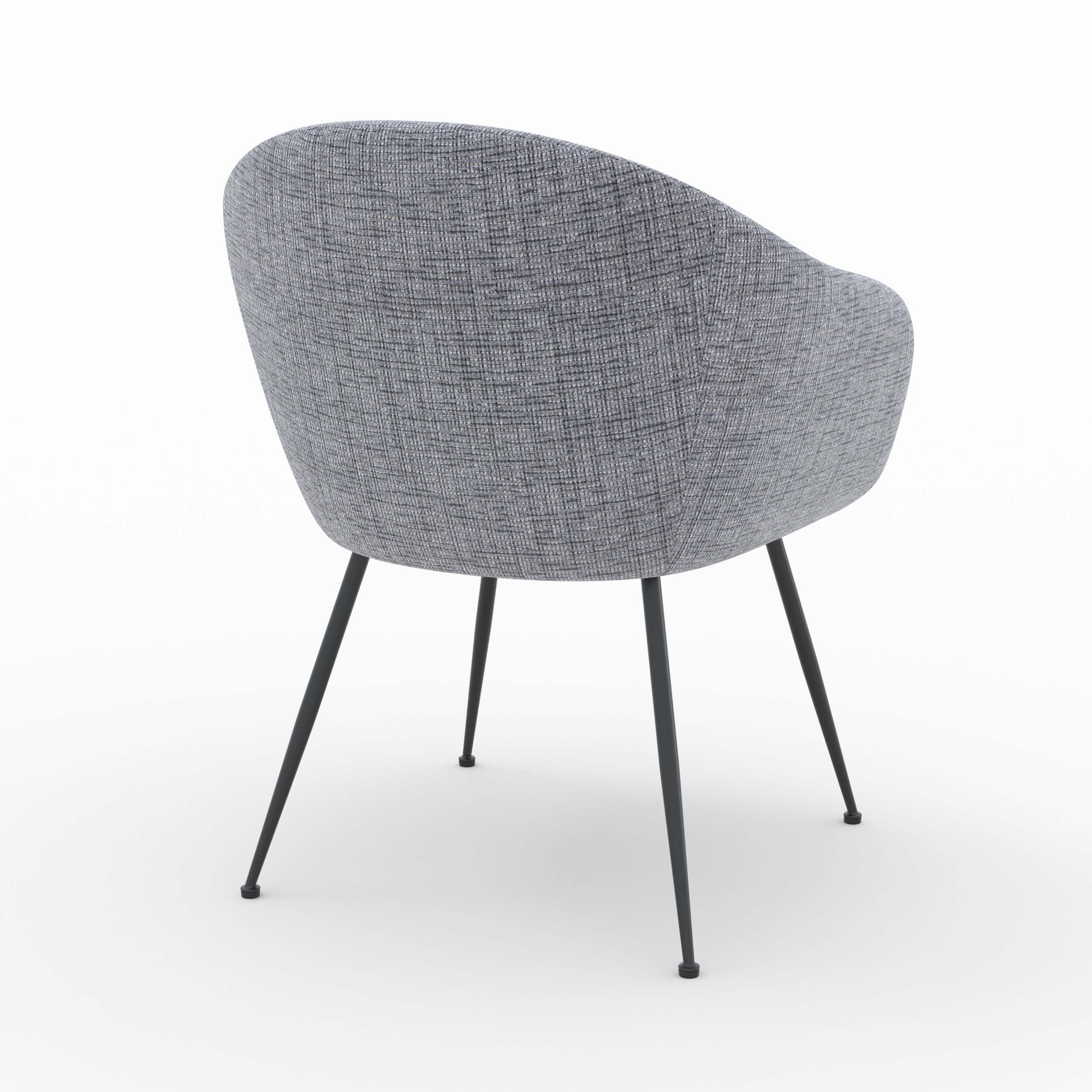 poltrona in tessuto grigio cinese con gambe nere sottili socky comoda