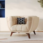 Fauteuil en velours beige Mona