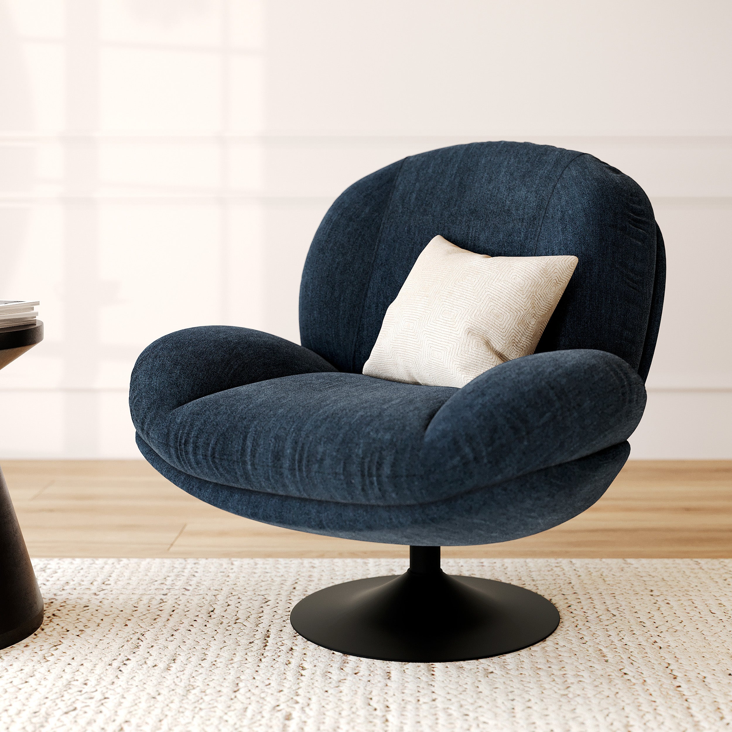 Fauteuil en velours bleu marine bleu foncé Ricci