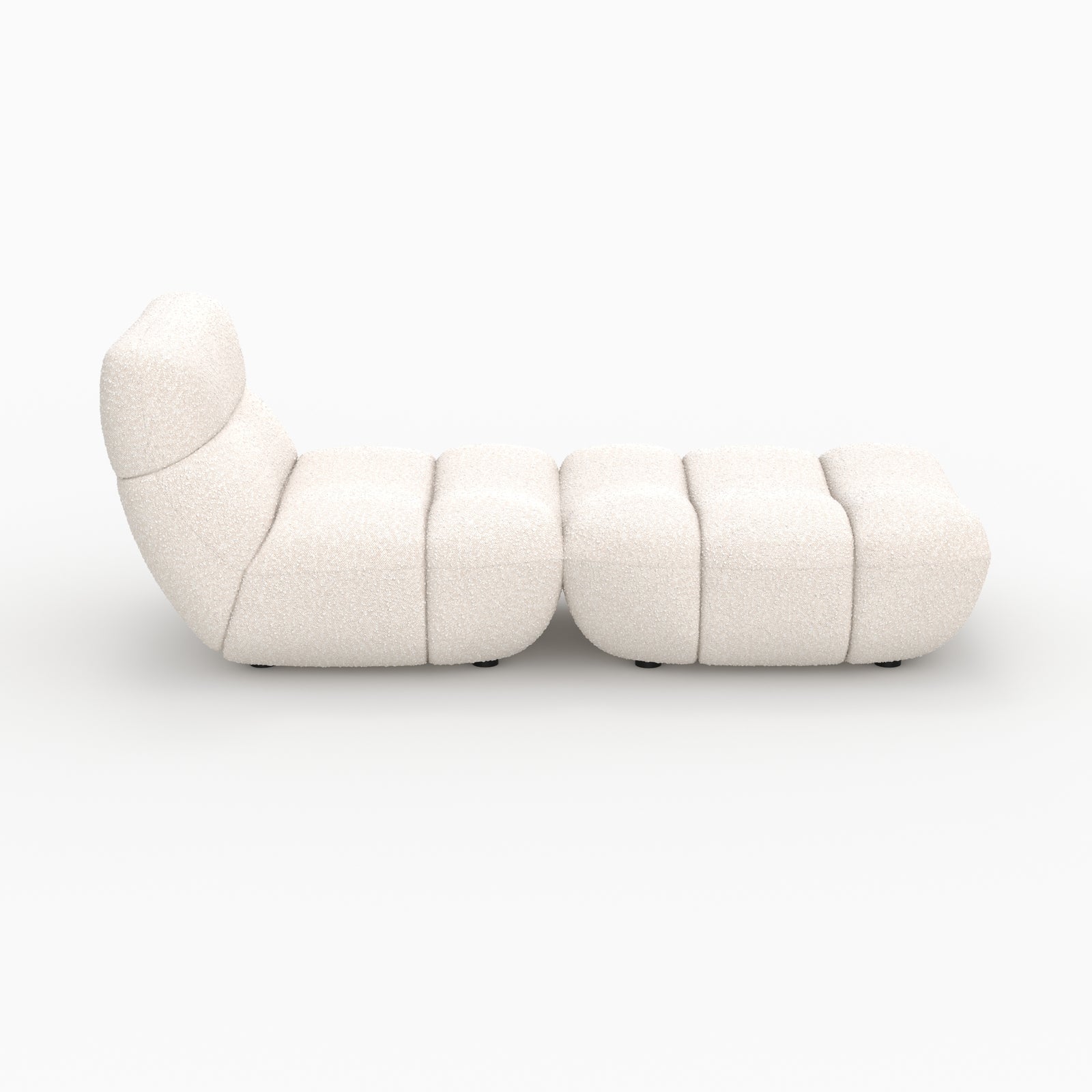Fauteuil et pouf blanc bouclé teddy