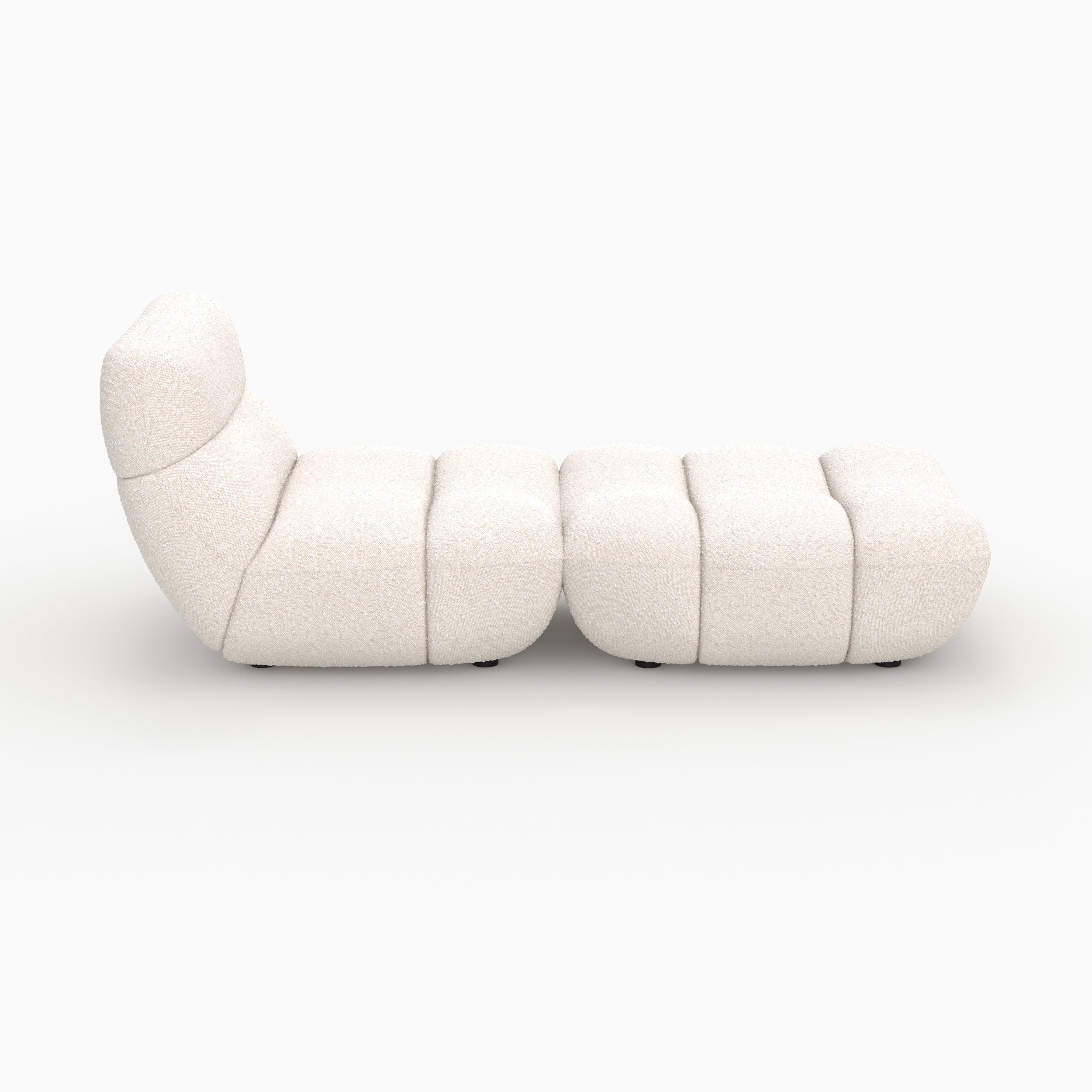 Fauteuil et pouf blanc bouclé teddy